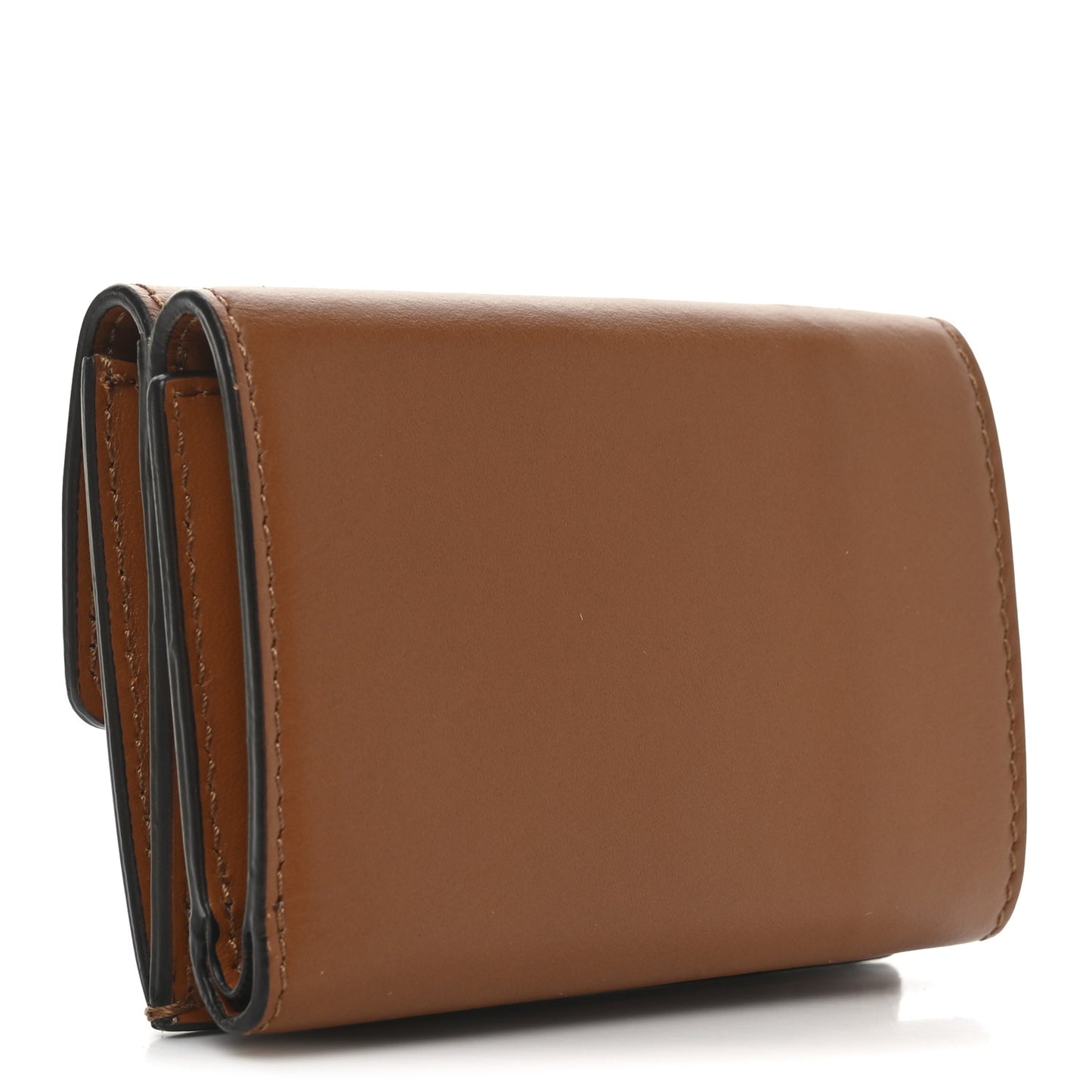 Vitello King Tamponato Logo Embossed Fold Over Card Holder Wallet Cuoio