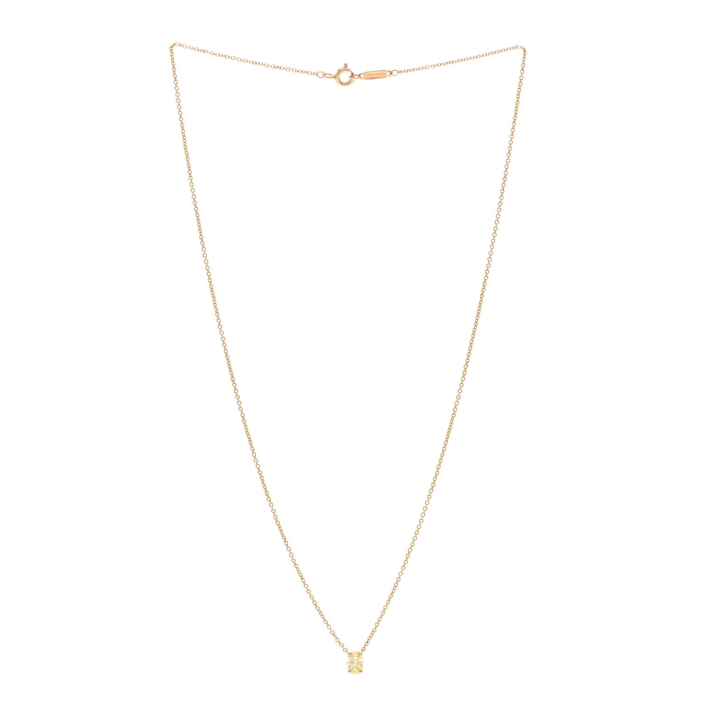18K Yellow Gold Fancy Intense Yellow Diamond .40ct Oval Pendant Necklace