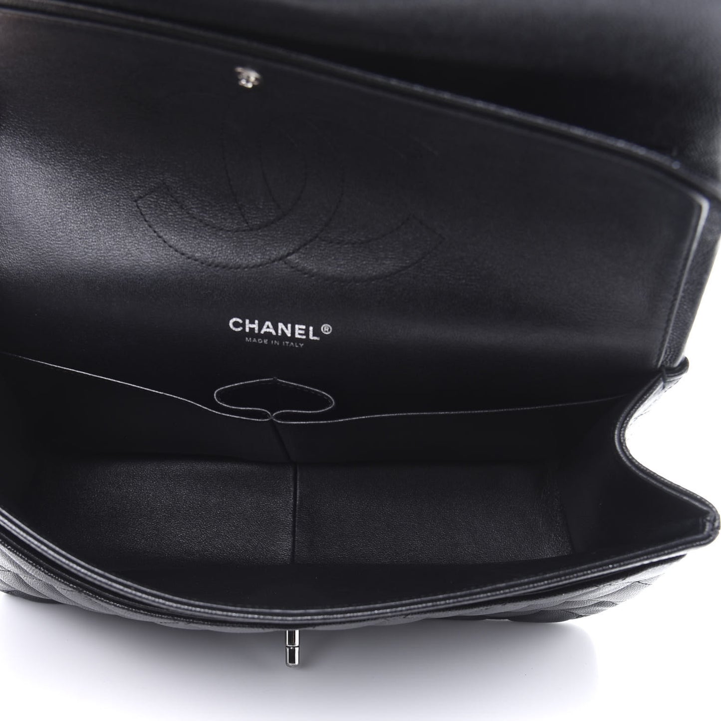 Iridescent Caviar Quilted Jumbo Double Flap Black