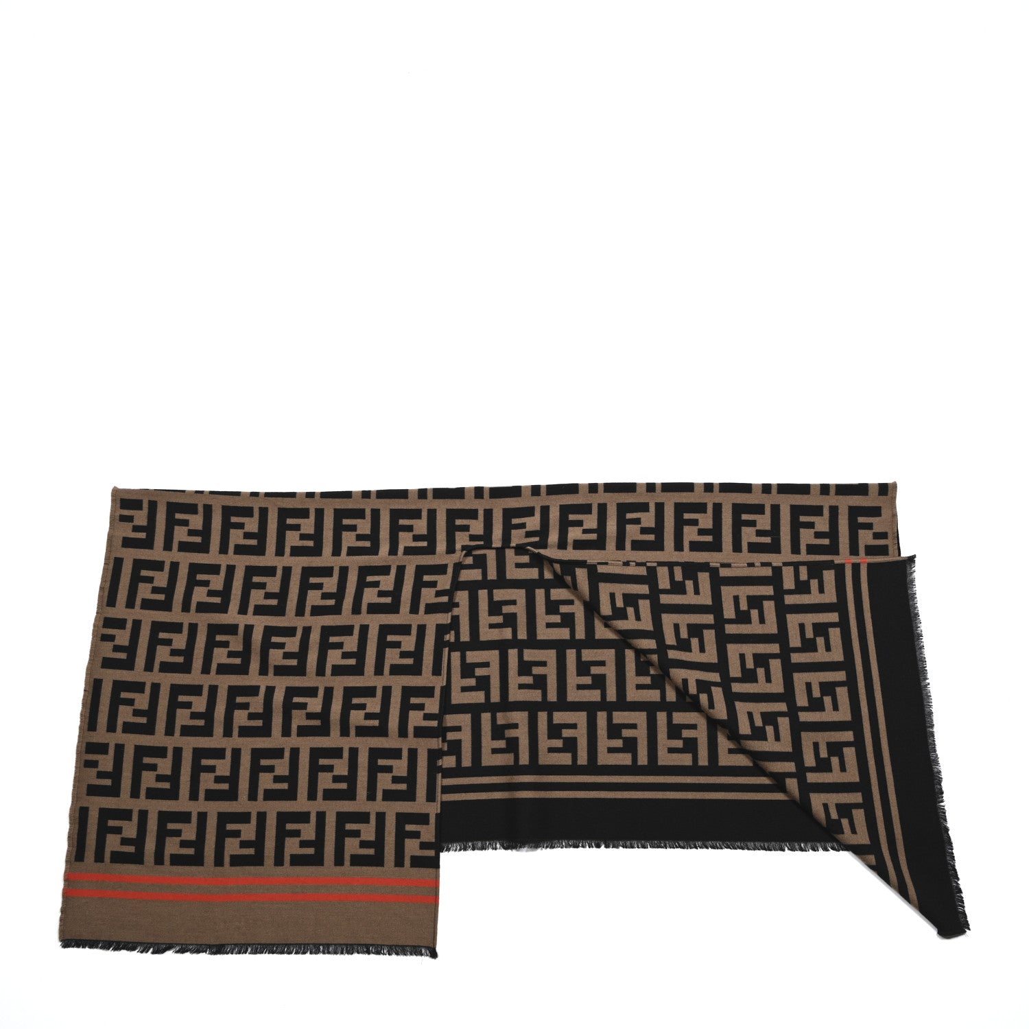 Fendi Wool Silk FF Poncho Camel 2 of 3