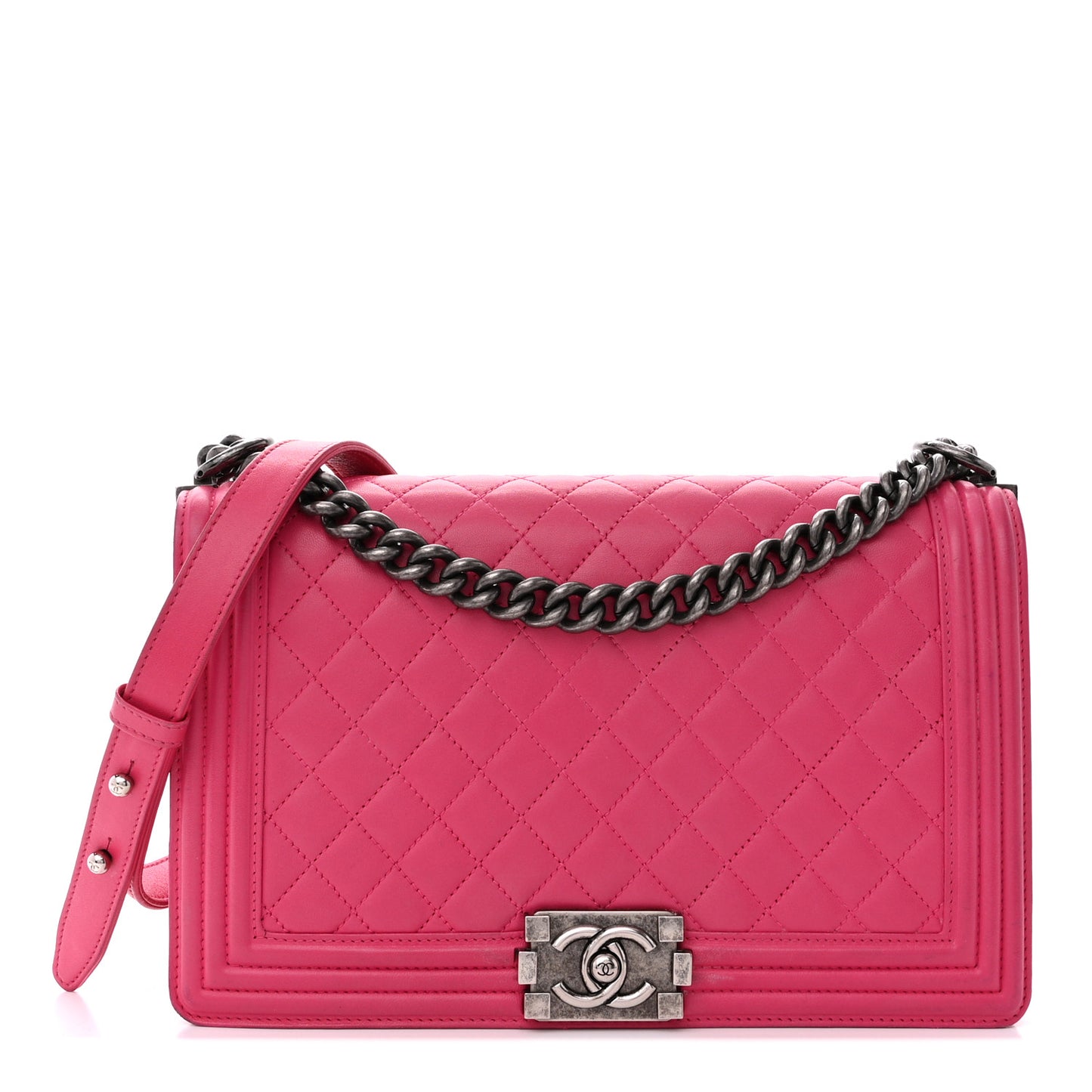 Lambskin Quilted New Medium Boy Flap Pink