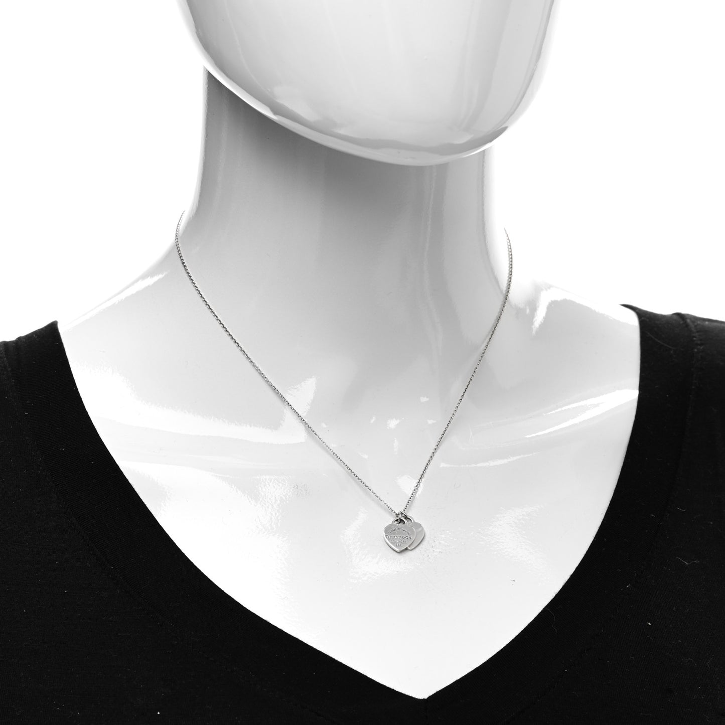 Sterling Silver Mini Return to Tiffany Double Heart Tag Pendant Necklace