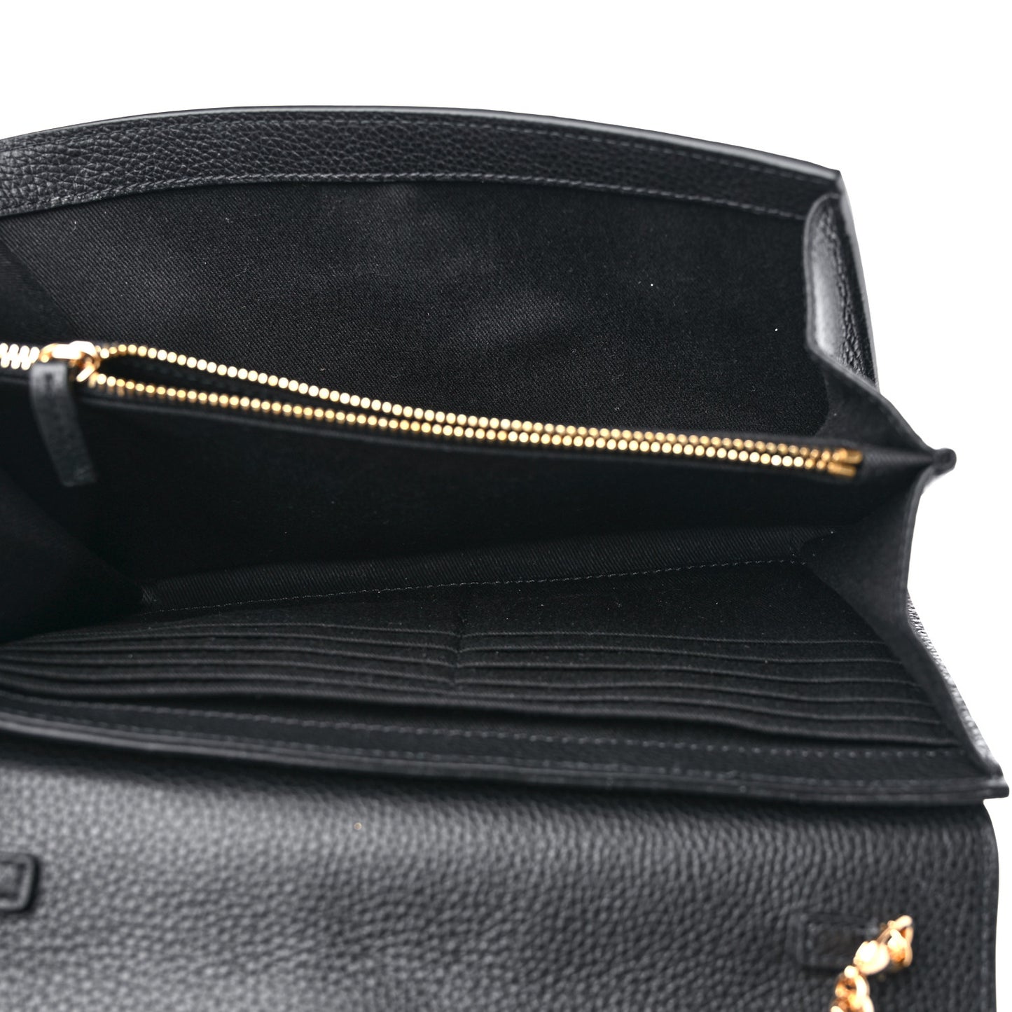 Grained Calfskin Virtus Wallet On Chain Black