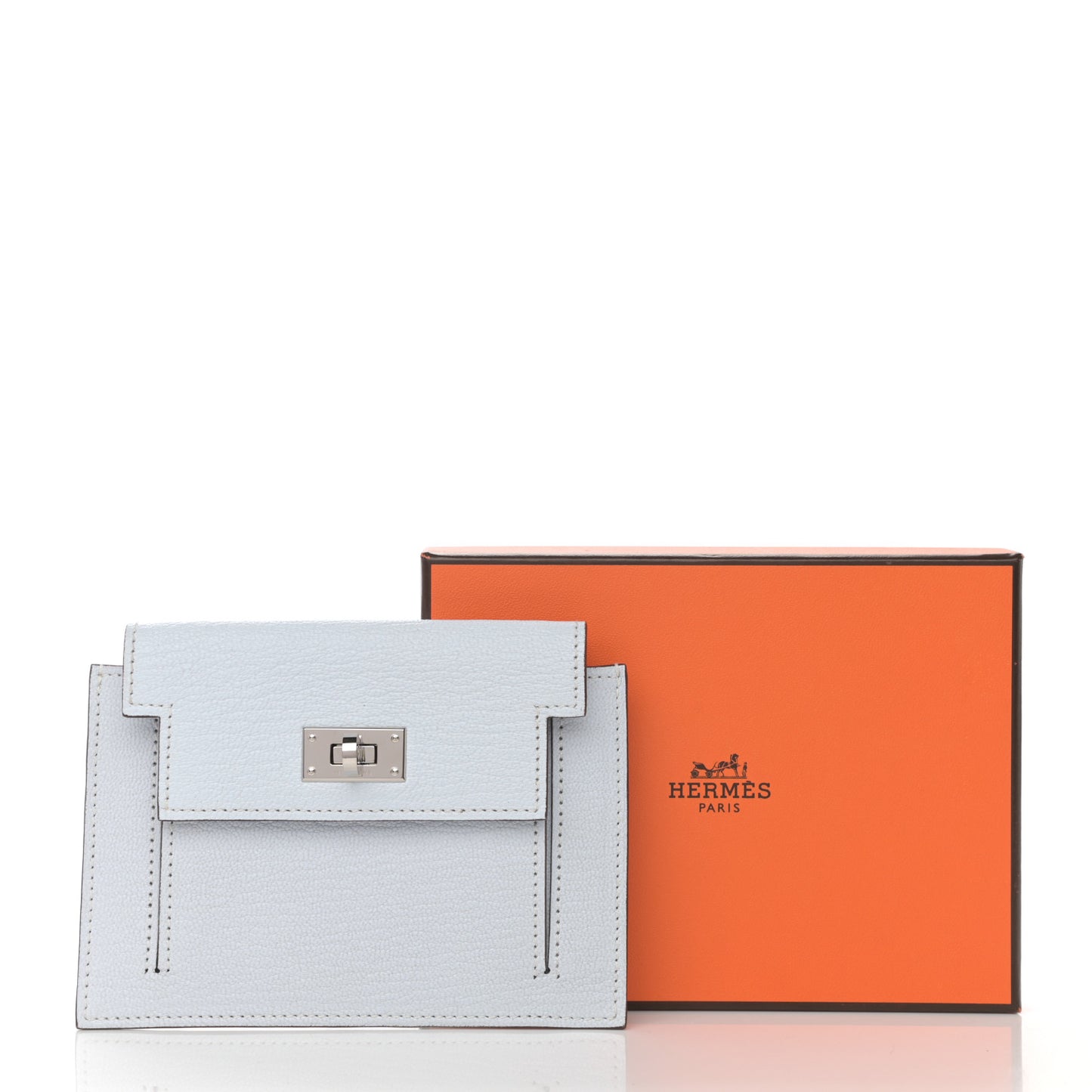 Chevre Mysore Kelly Pocket Compact Wallet Bleu Brume