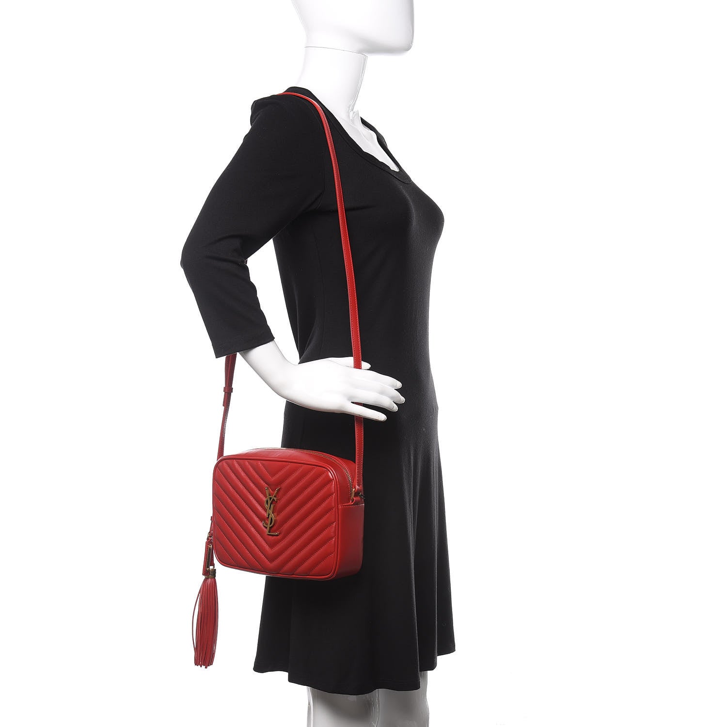 Saint Laurent Calfskin Matelasse Monogram Lou Camera Bag Rouge Eros 2 of 10