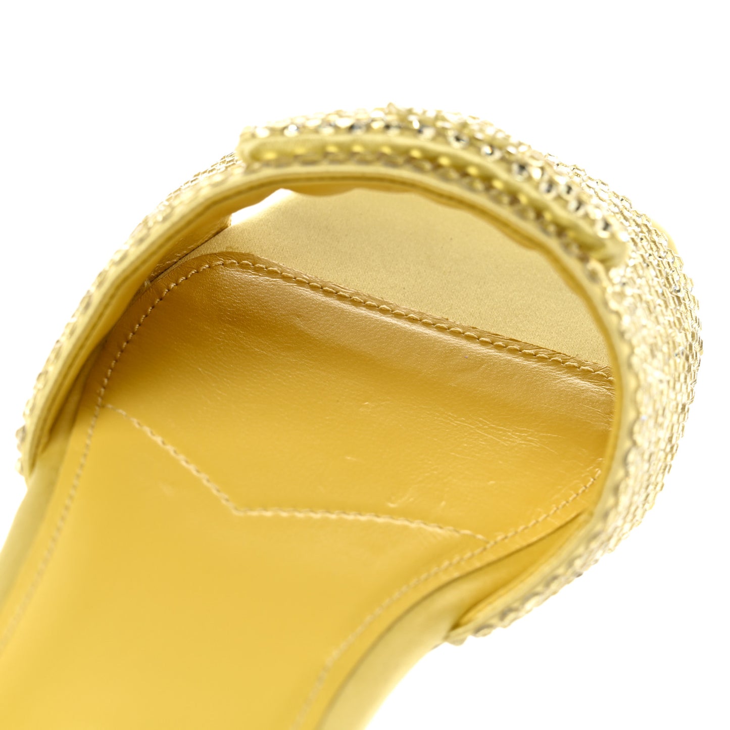 Satin Crystal Logo 10mm Slide Sandals 40 Ananas