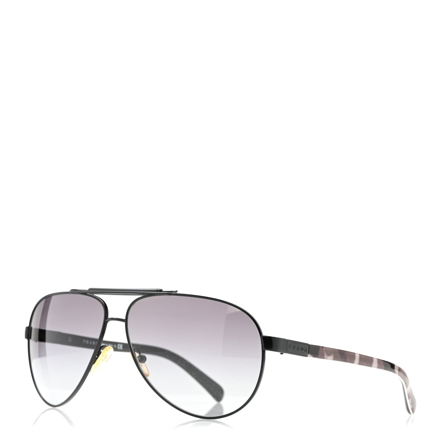 Prada Aviator Sunglasses | Brown Gradient Lenses | Silver Metal Frame Silver Lightweight Flexible Aviator Gradient Sunglasses with  main image 4
