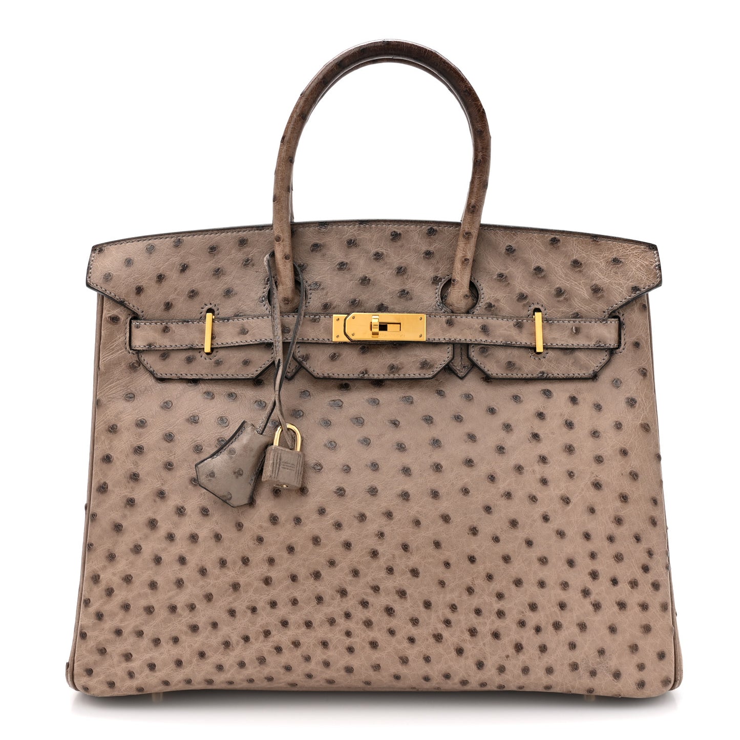 Ostrich Birkin 35 Gris Tourterelle