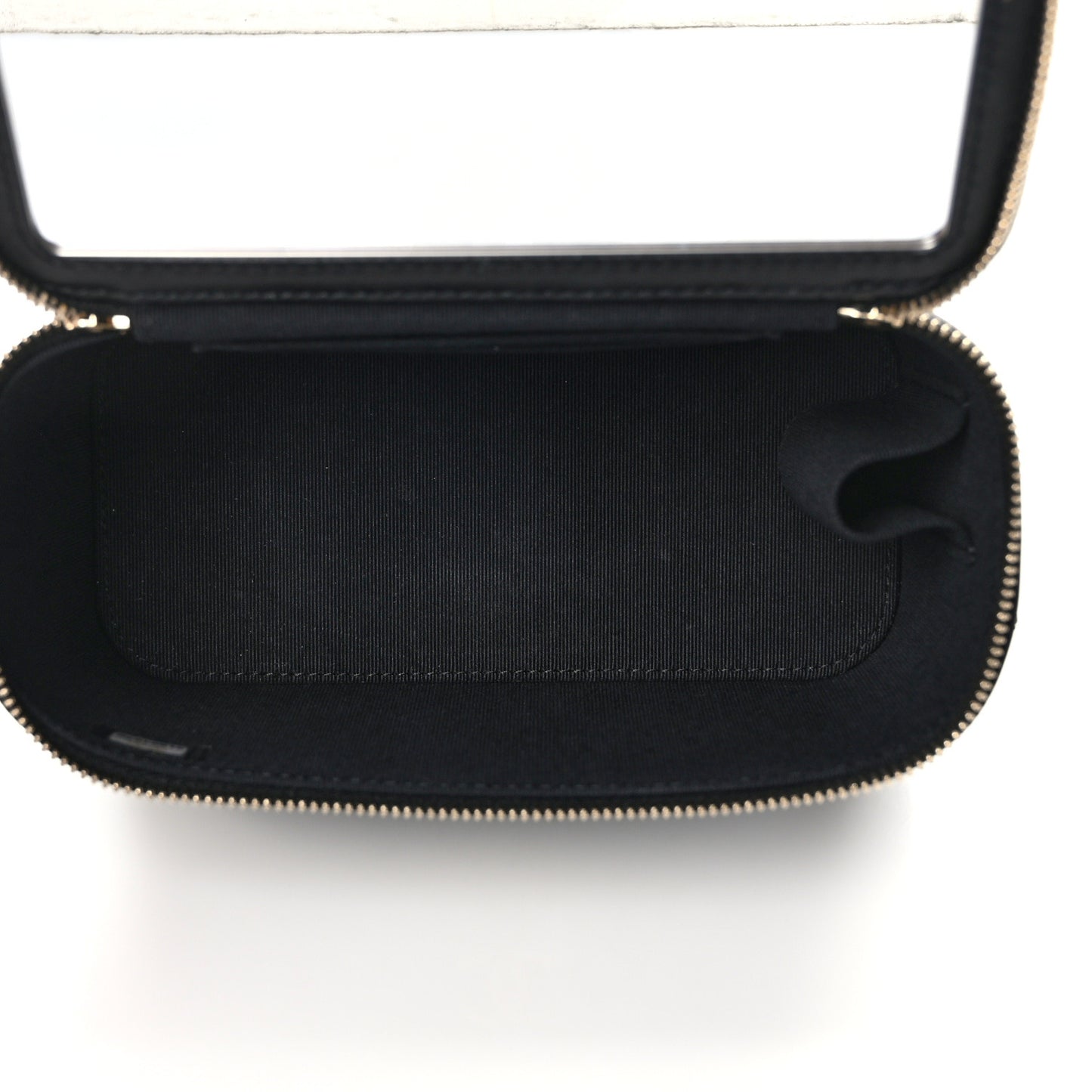 Lambskin Quilted Small Top Handle Vanity Case With Chain Black