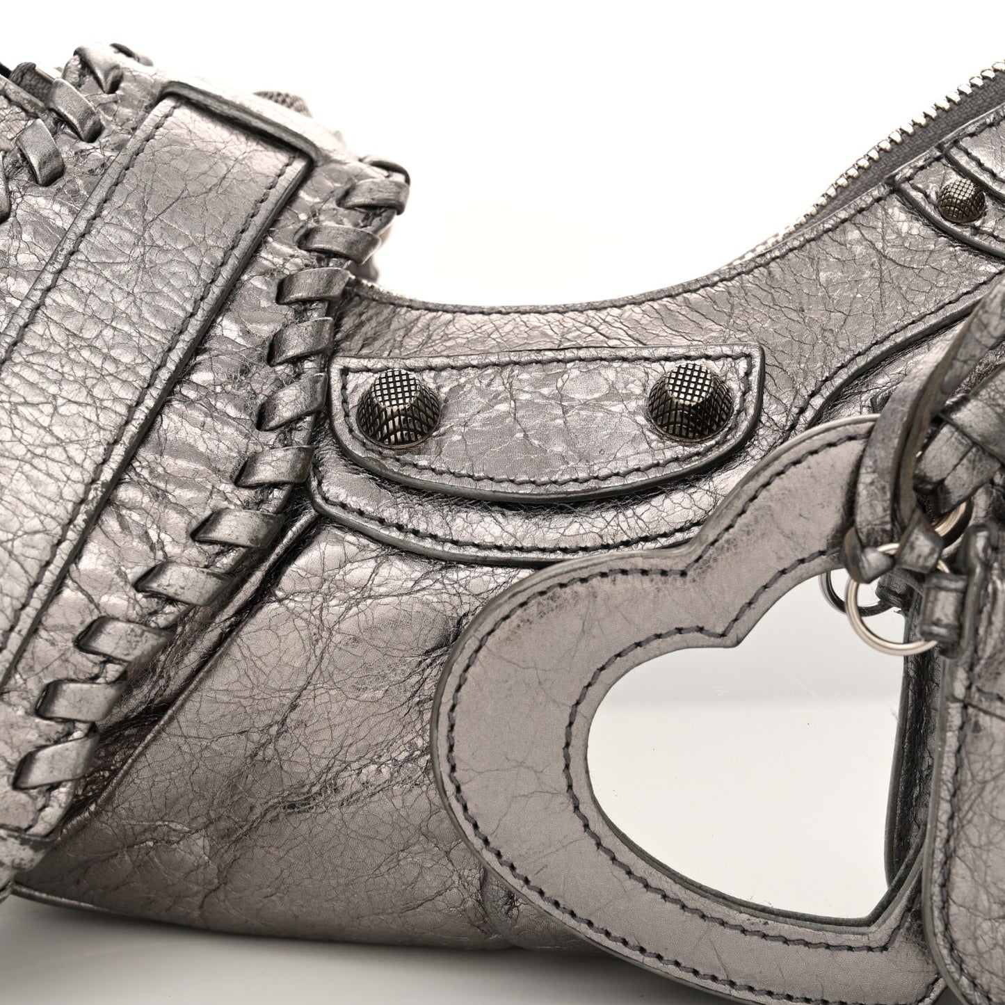 Metallic Agneau Arena Le Cagole Shoulder Bag XS Silver