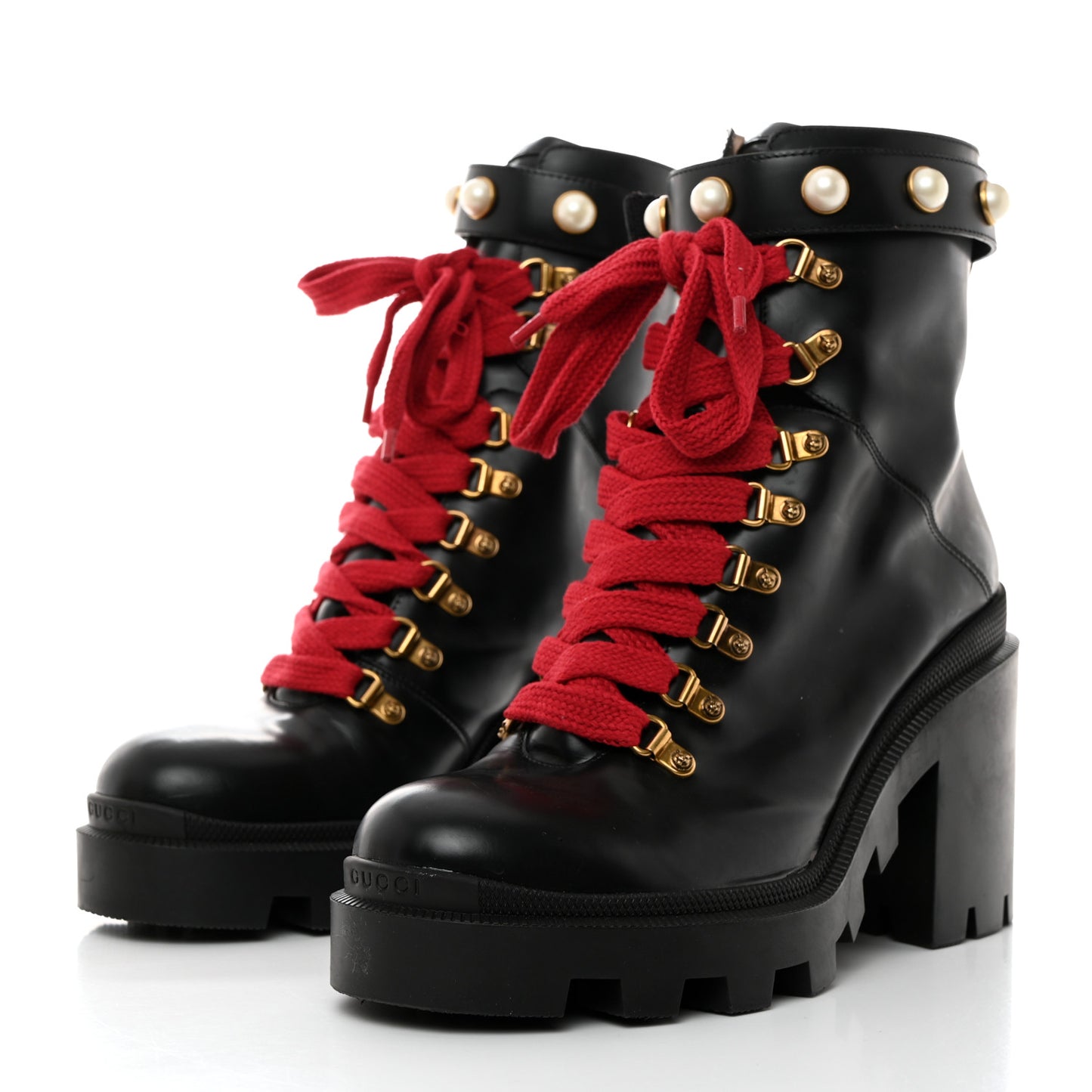 Magnum Calfskin Pearl Lace Up Combat Ankle Boots 42 Black