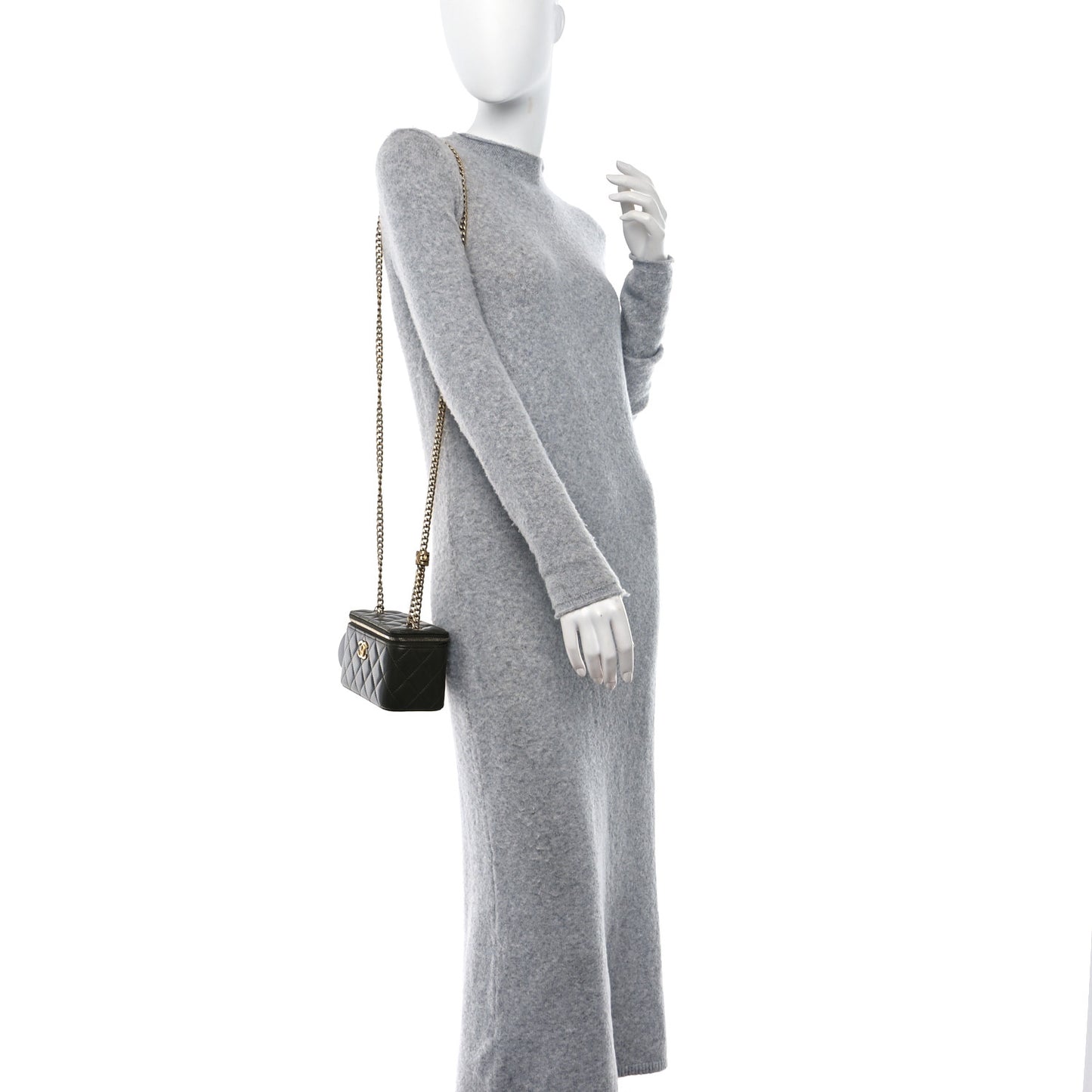 Lambskin Quilted Small Pillow Crush Vanity Case With Chain Green