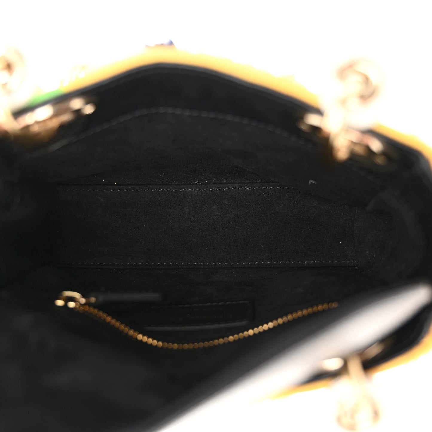 Canvas Sequin Flower Pop Mini Lady Dior Yellow Multicolor