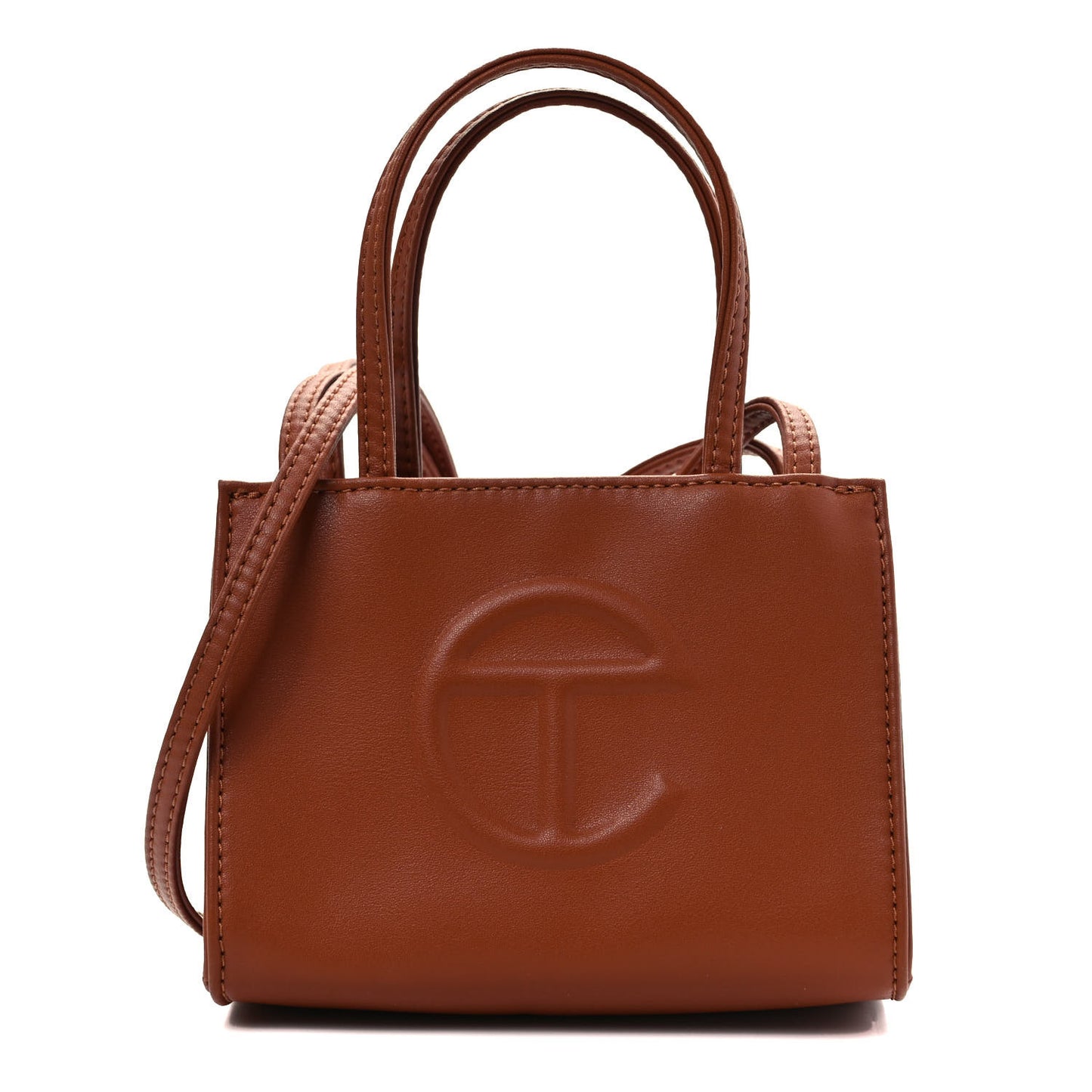 Vegan Leather Small Shopping Bag Tan