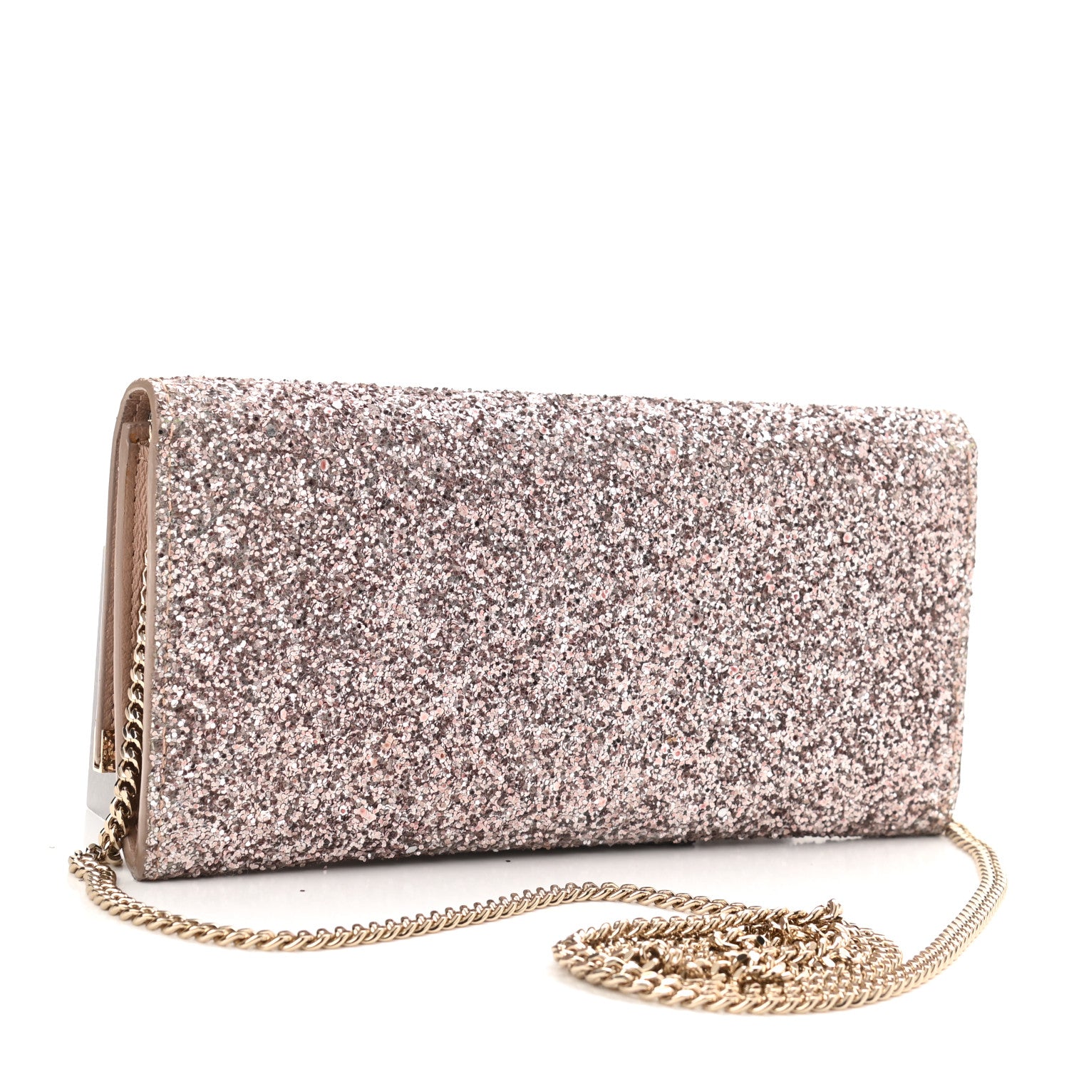 Jimmy Choo Glitter Milla Wallet on Chain Natural 3 of 10