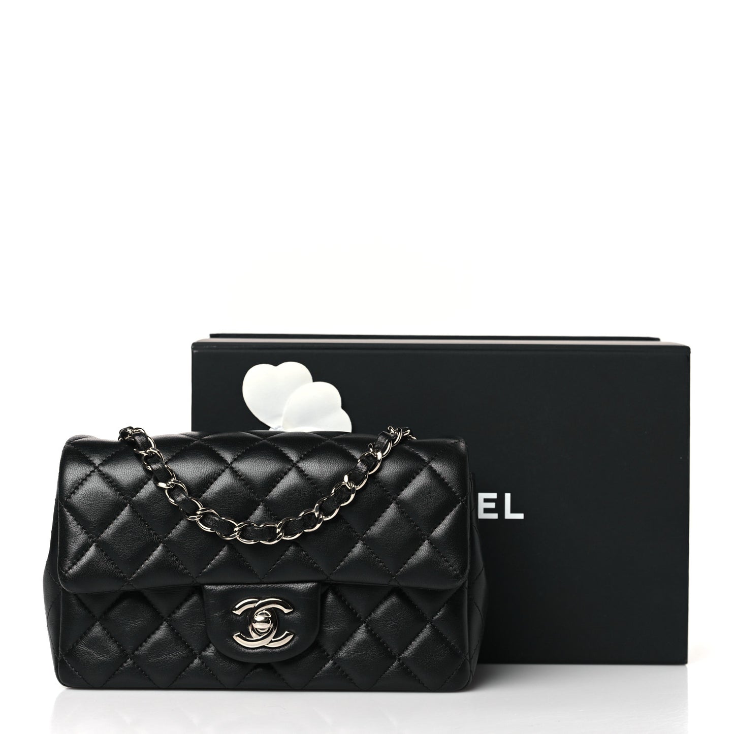 Lambskin Quilted Mini Rectangular Flap Black