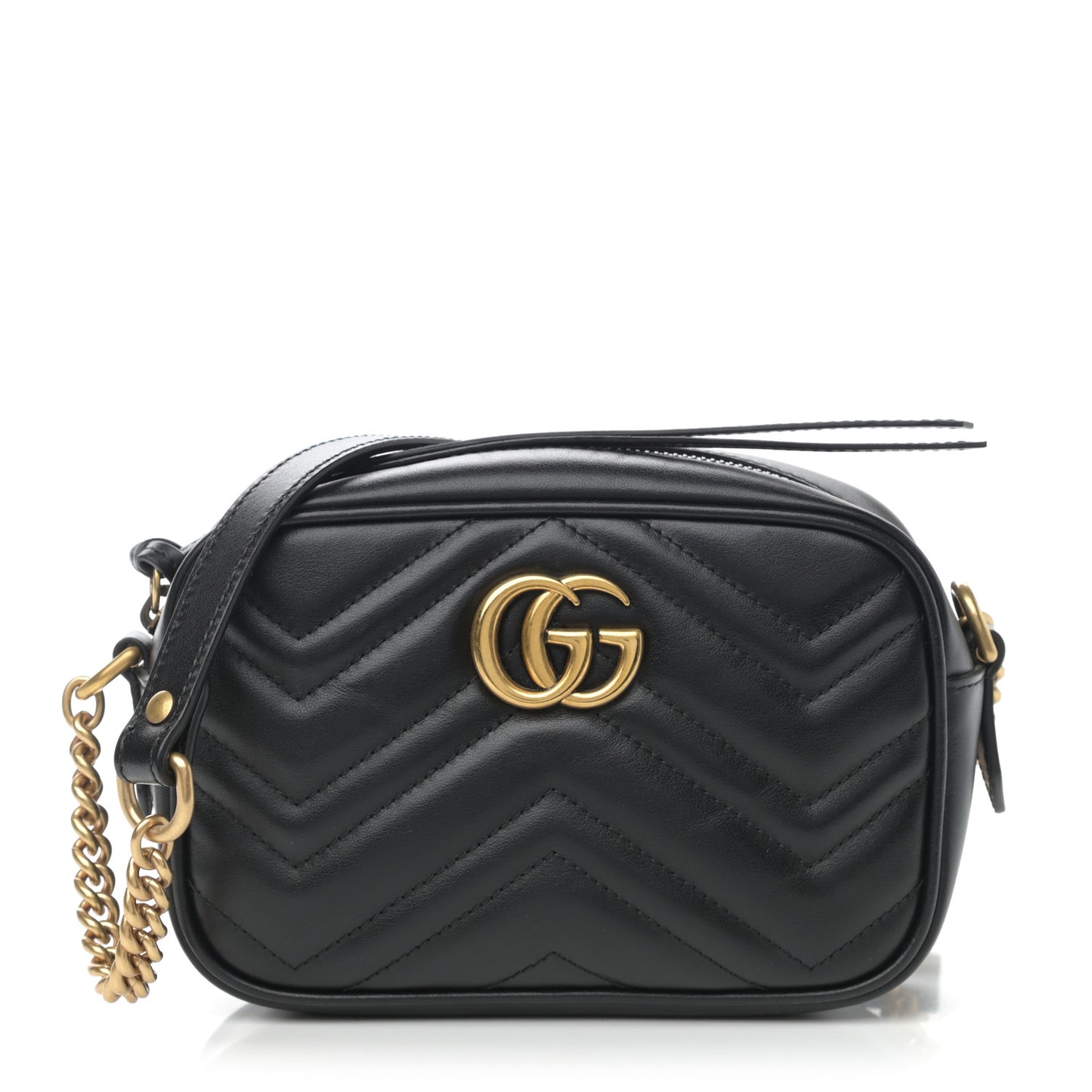 Calfskin Matelasse Mini GG Marmont Chain Shoulder Bag Black