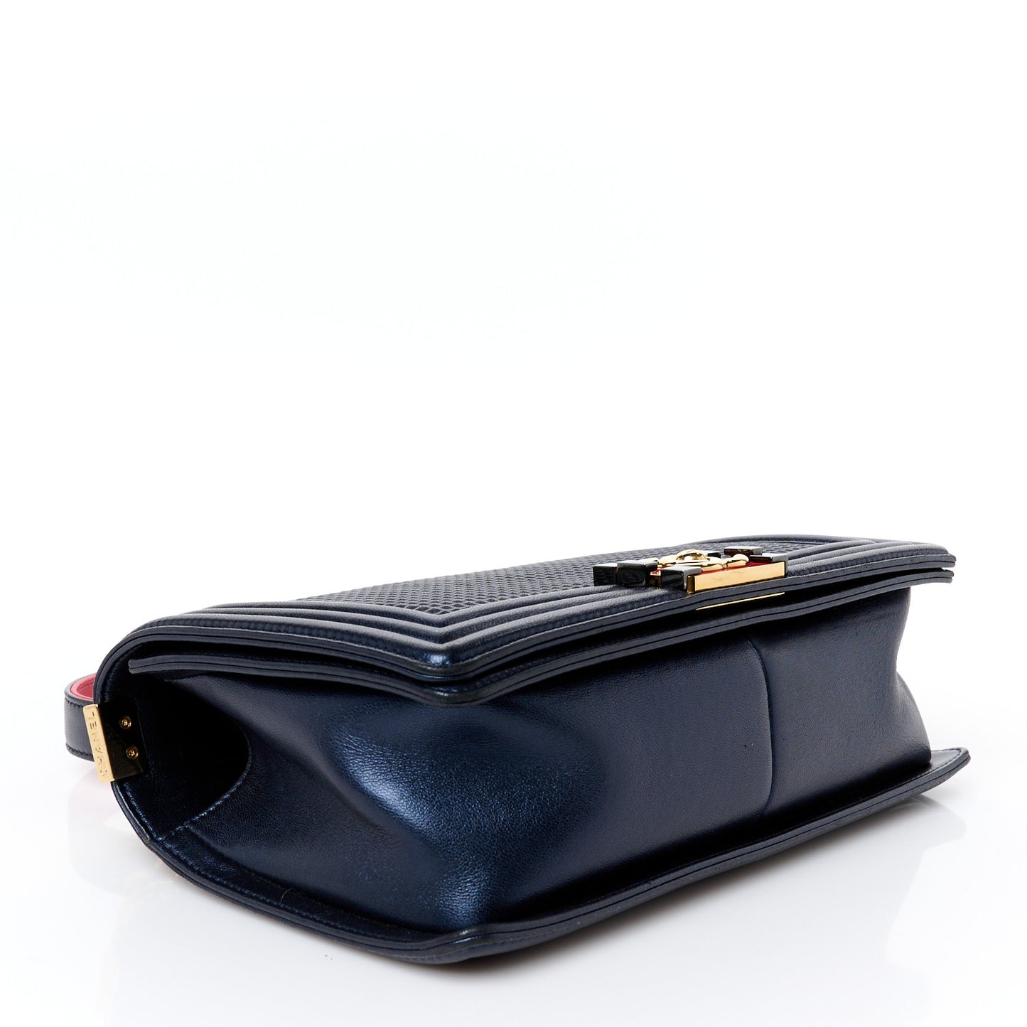 Lambskin Embossed Medium Boy Cube Flap Navy