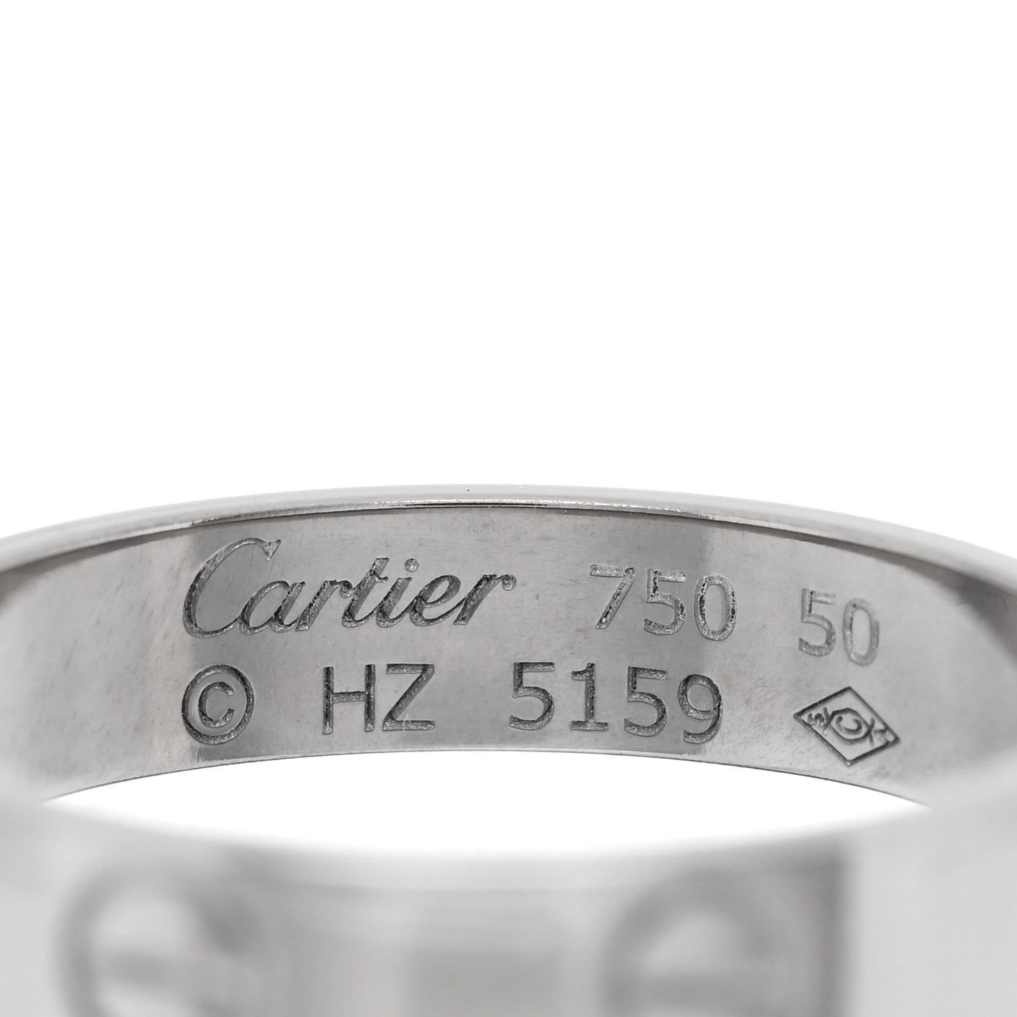 18K White Gold 3.5mm LOVE Wedding Band Ring 50 5.25