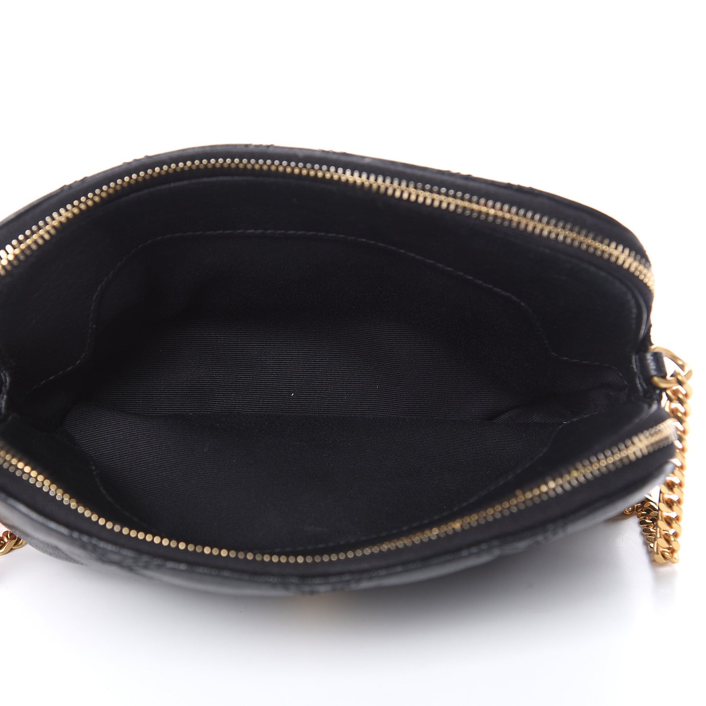Grained Lambskin Quilted Mini Becky Double Zip Bag Black