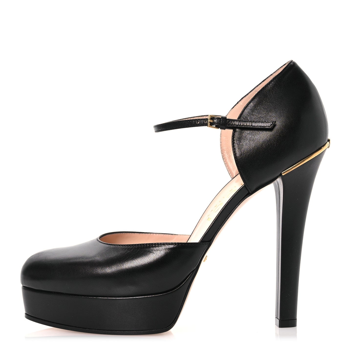 Calfskin Interlocking G Ankle Strap Platform Pumps 40 Black