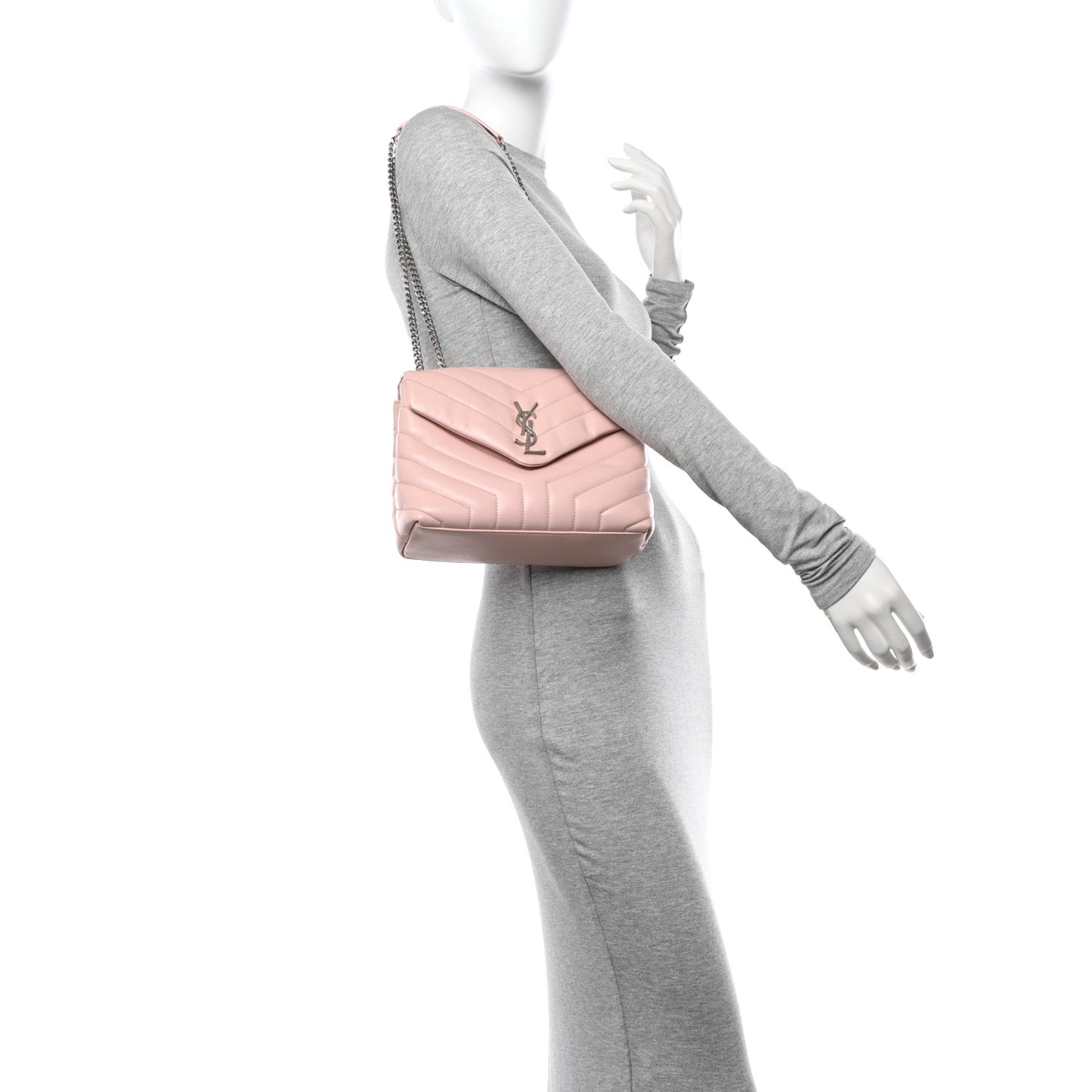 Calfskin Y Quilted Monogram Small Loulou Chain Satchel Rose Antic