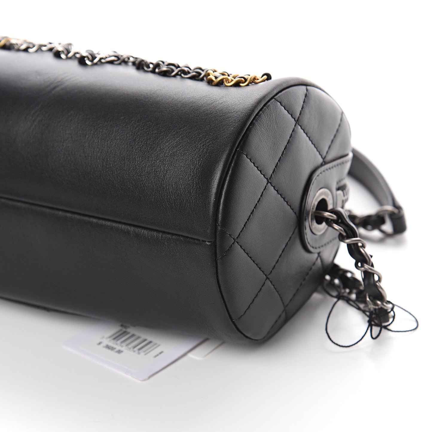 Calfskin Chain Signature Bowling Bag Black