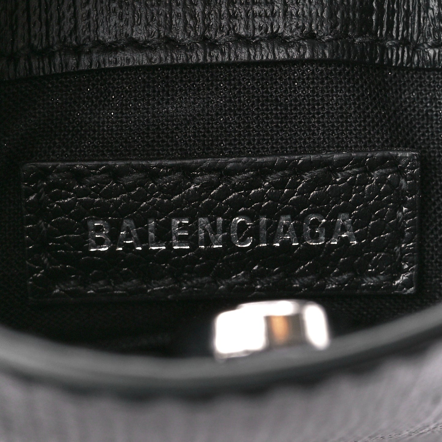 Squared Calfskin Logo Shopping Phone Holder Bag Black