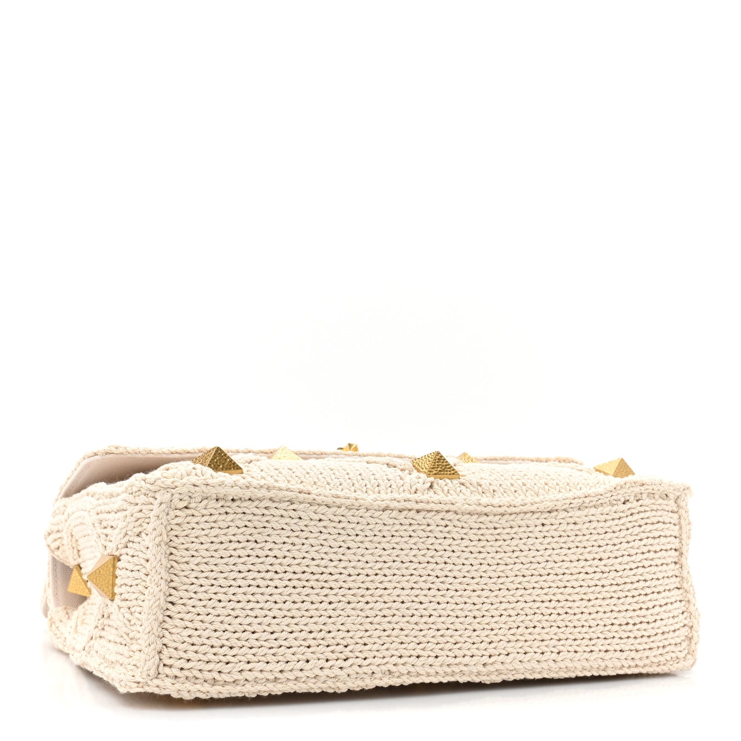 Knit Large Roman Stud Shoulder Bag Ecru