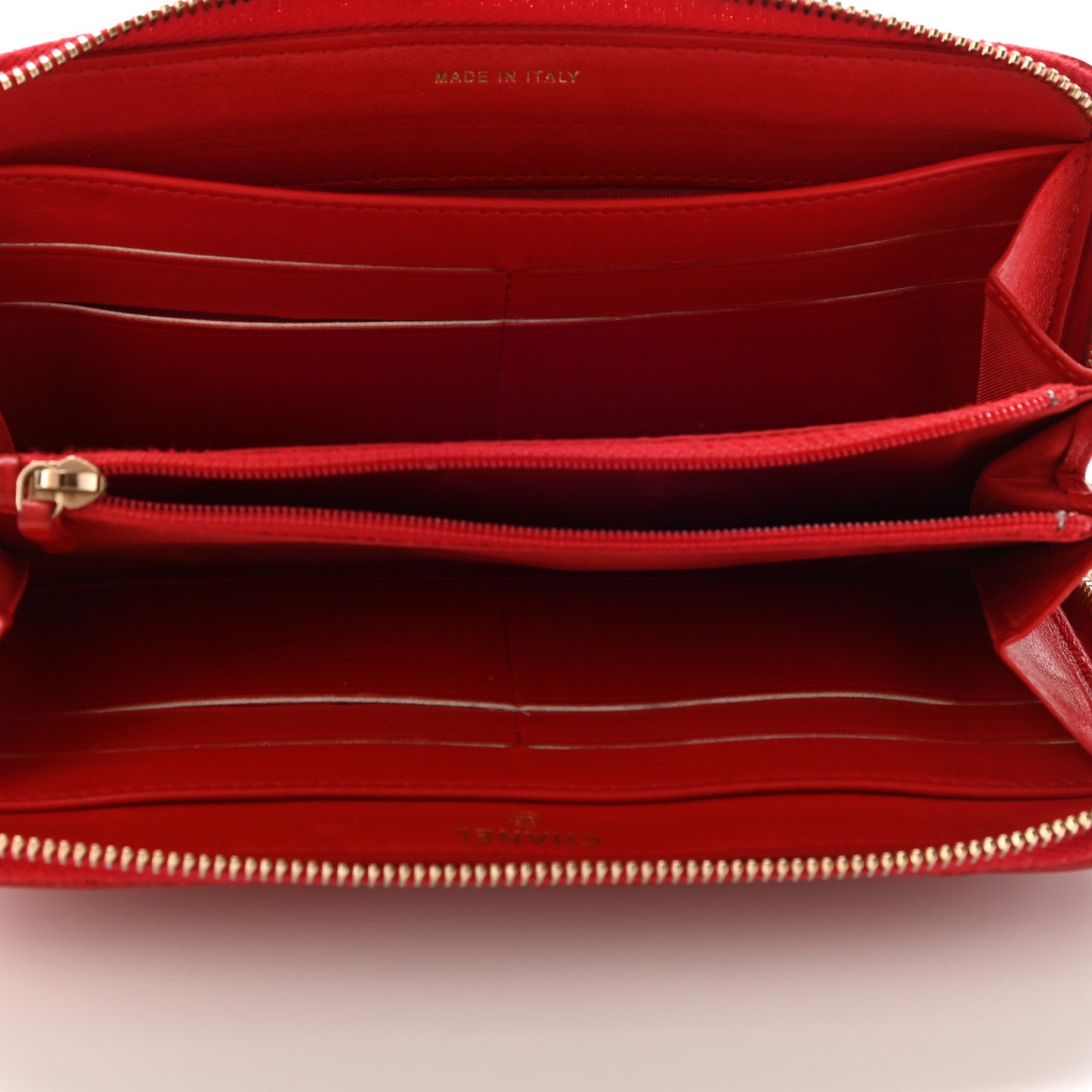 Lambskin Quilted Camellia Zip Around Wristlet Wallet Red