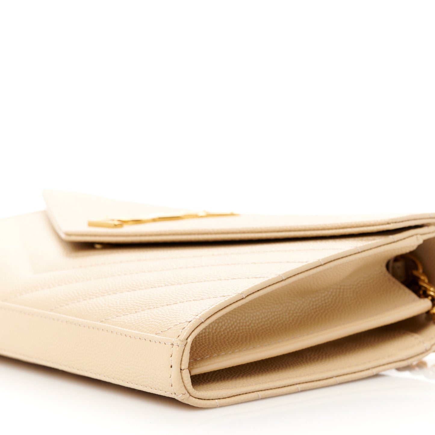 Grain De Poudre Matelasse Chevron Monogram Chain Wallet Nude Powder