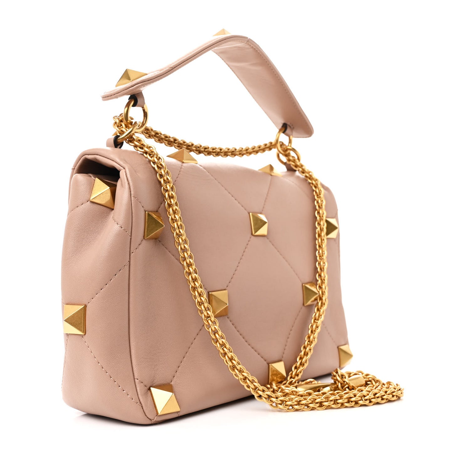 Nappa Large Roman Stud Shoulder Bag Rose Cannelle