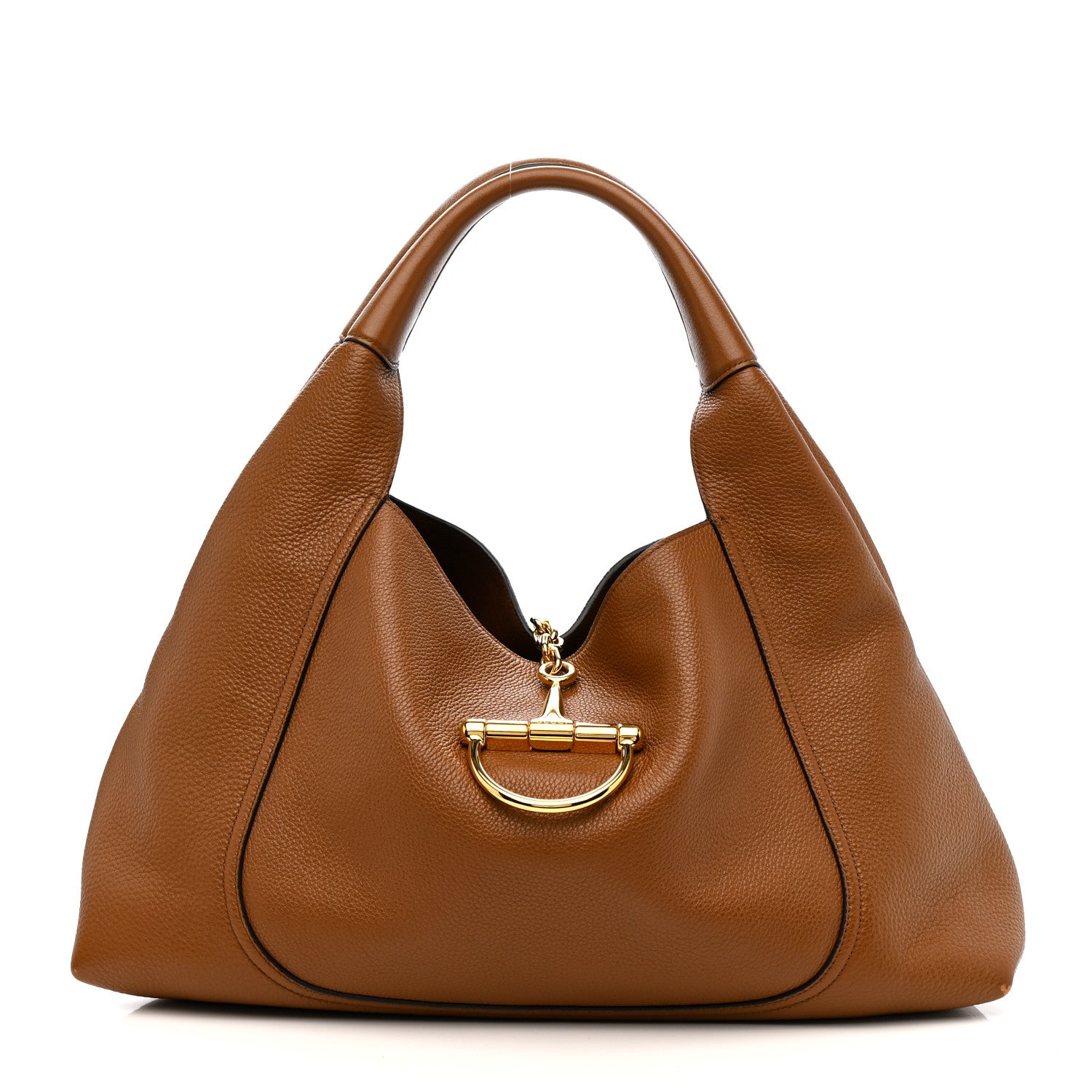Gucci Grained Calfskin Softbit Maxi Shoulder Bag Brown 1800638