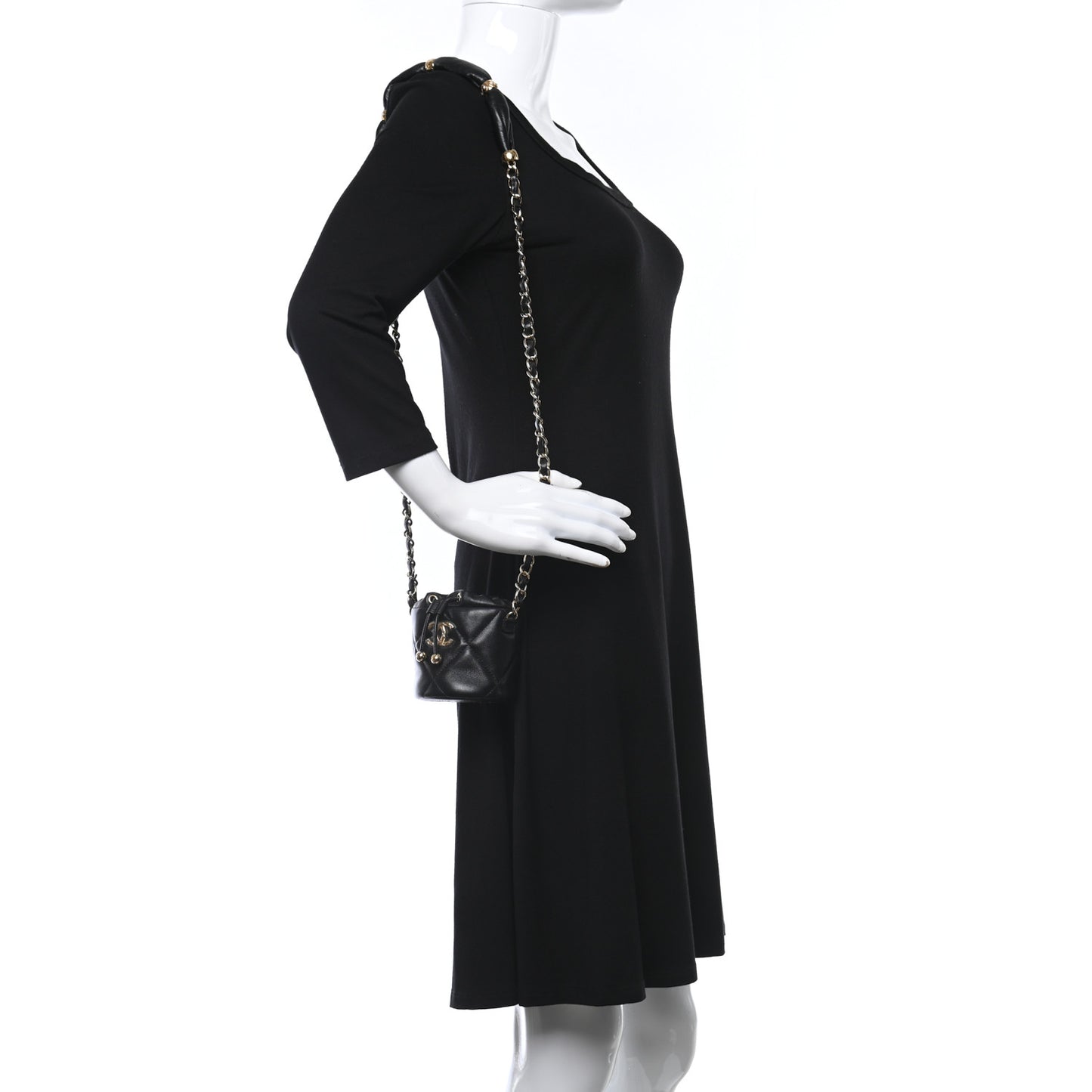 Calfskin Pillow Crush Clutch With Chain Black