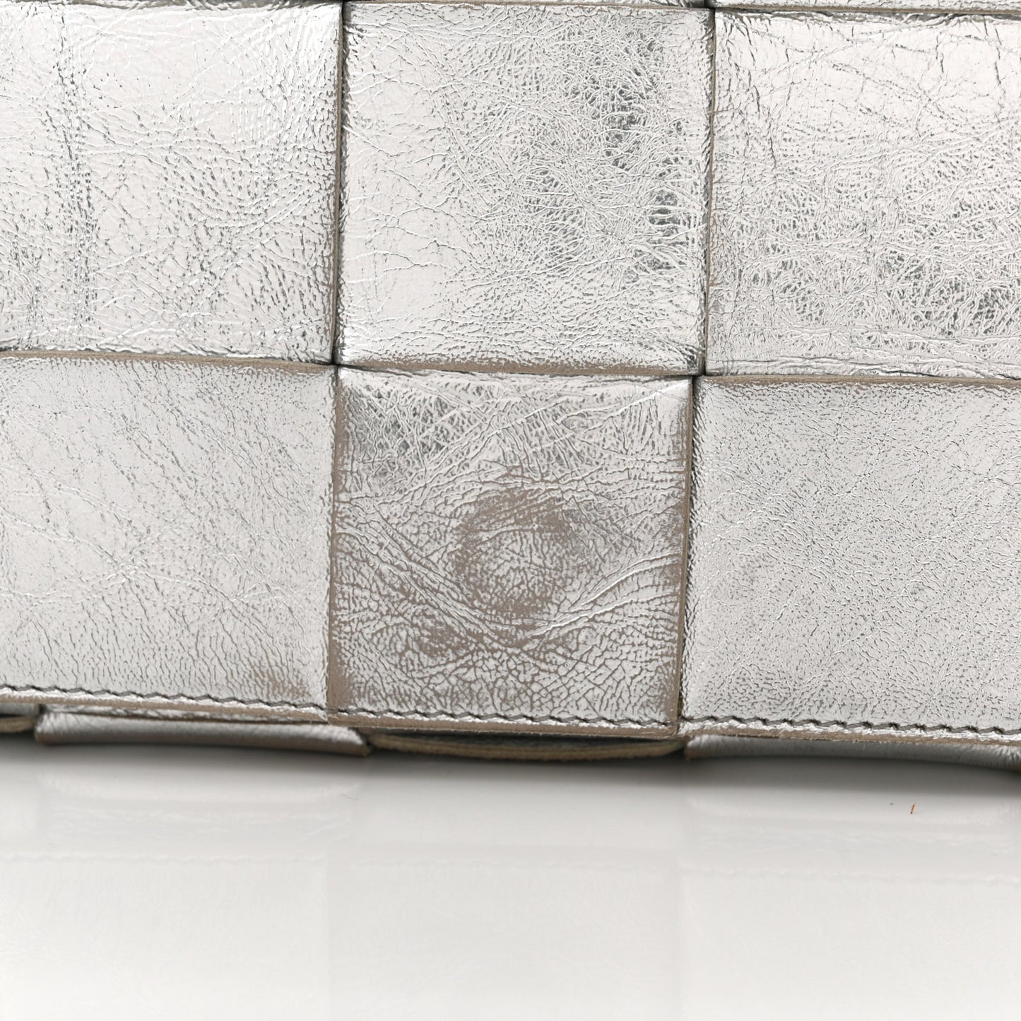 Metallic Lambskin Maxi Intrecciato Cassette Crossbody Bag Silver