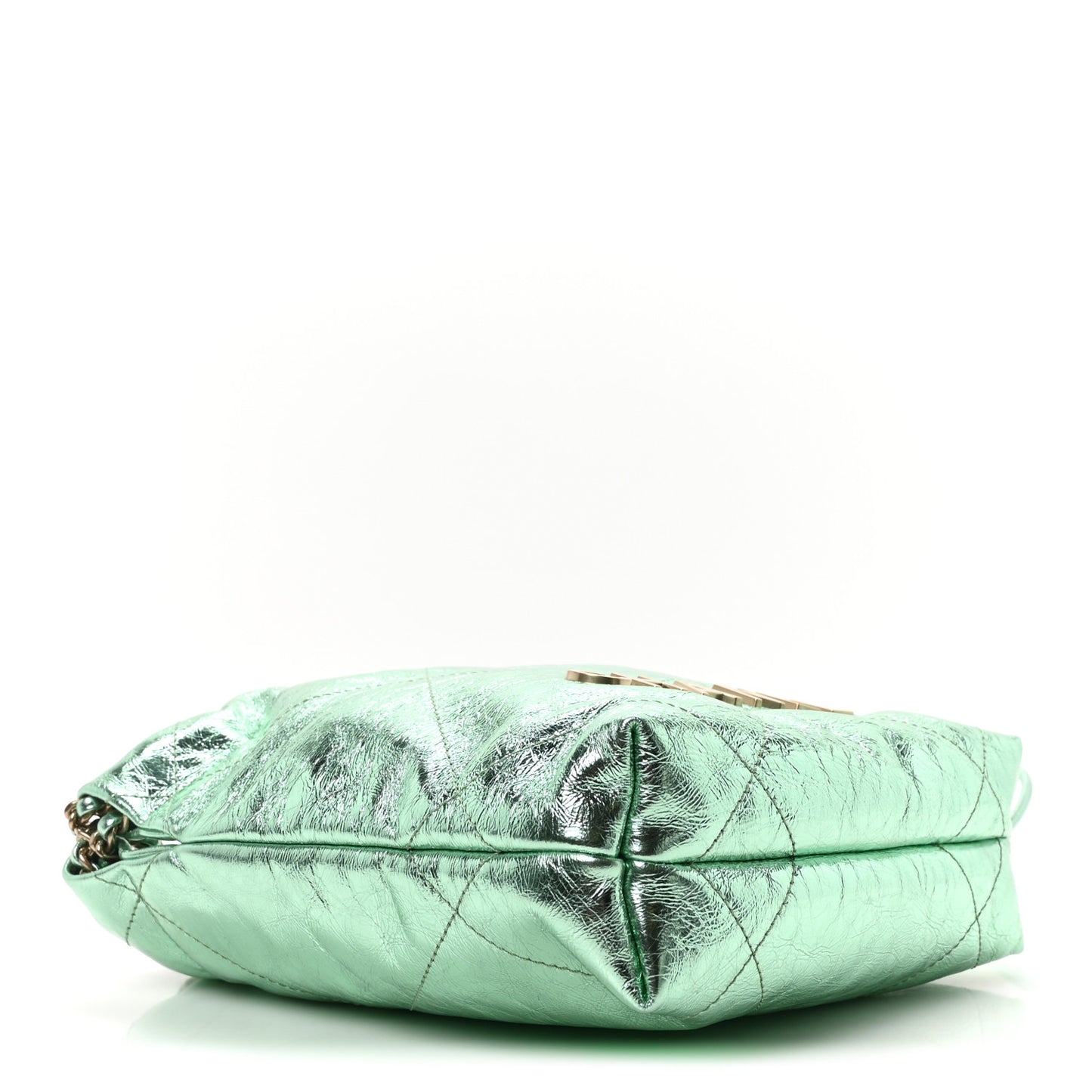 Metallic Calfskin Quilted Mini Chanel 22 Green