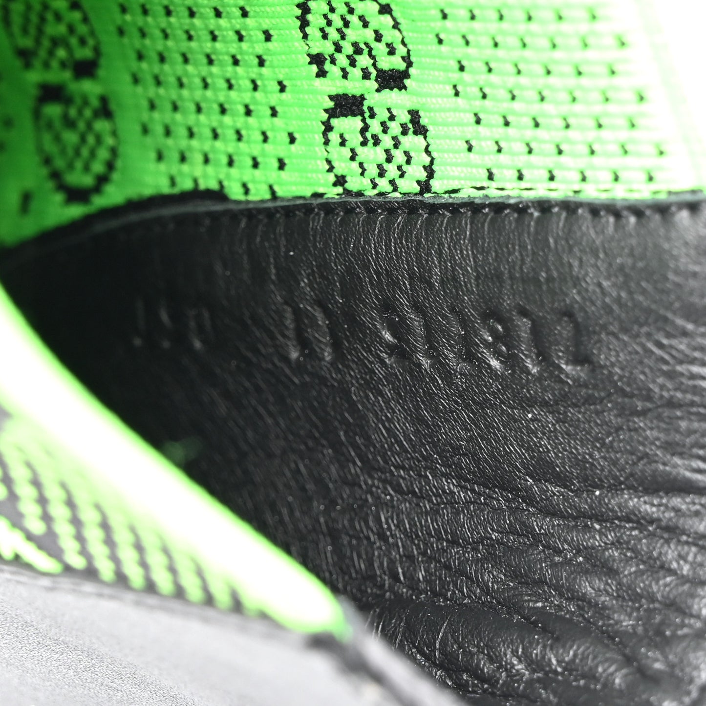 Dali Soft Calfskin Technical Jersey Knit GG Monogram Mens Ankle Boots 11 Black Neon Green