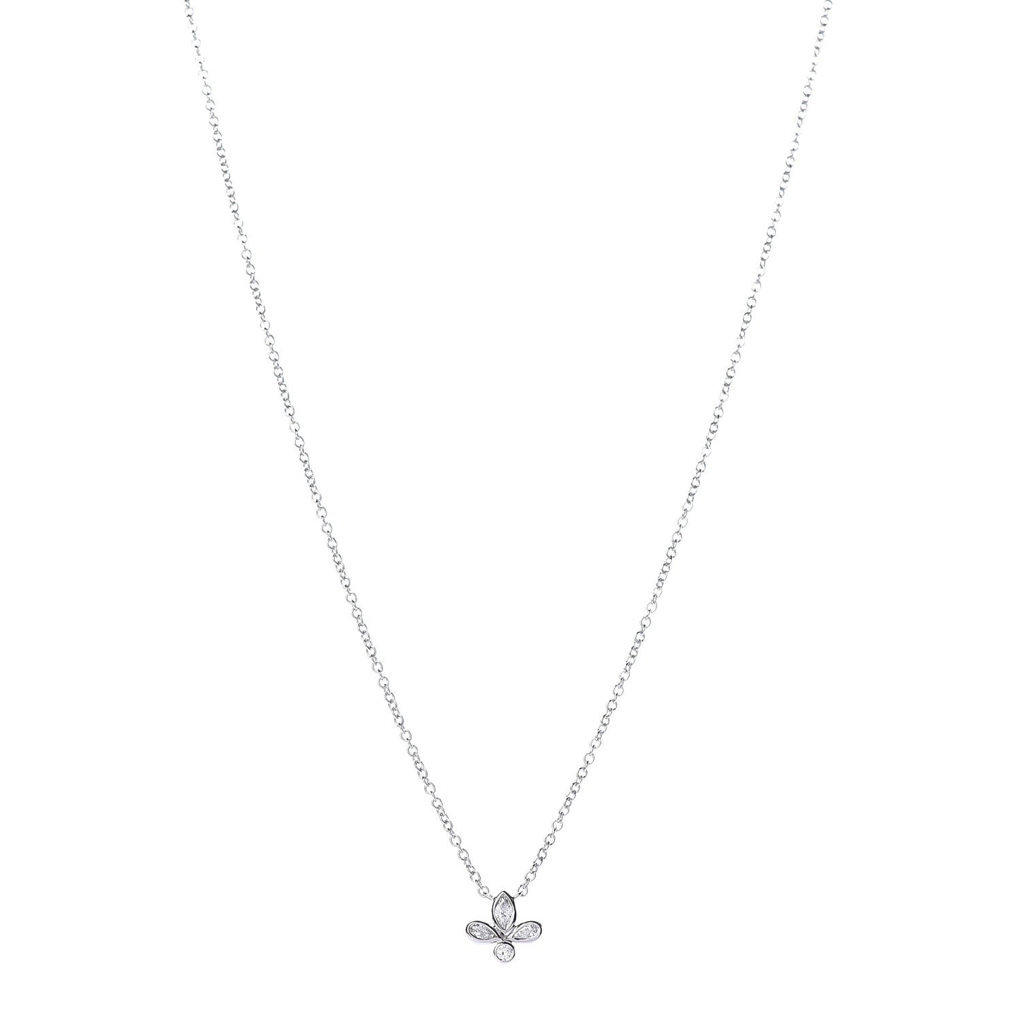 Platinum Diamond Fleur de Lis Pendant Necklace
