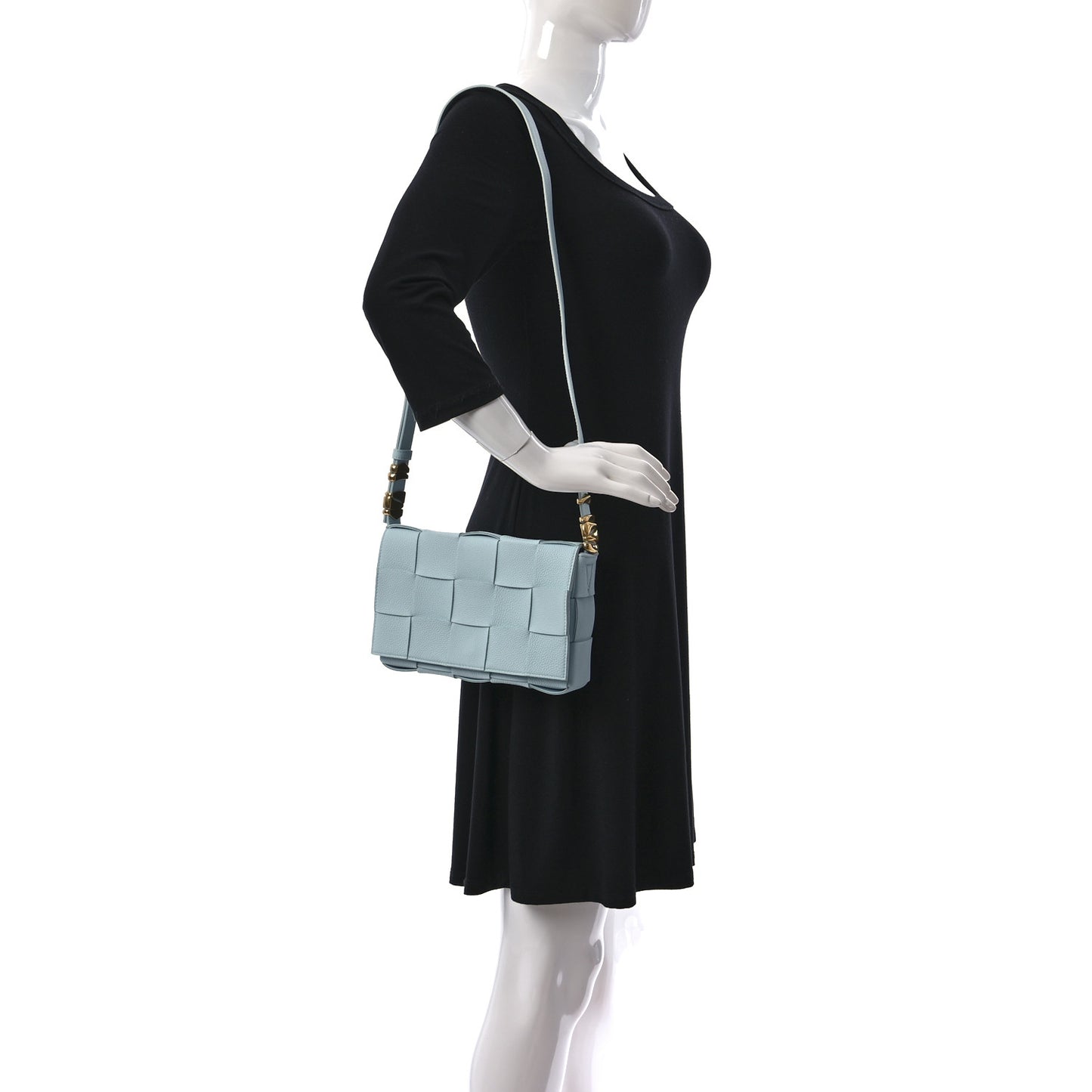 Grained Calfskin Maxi Intrecciato Cassette Crossbody Bag Pale Blue