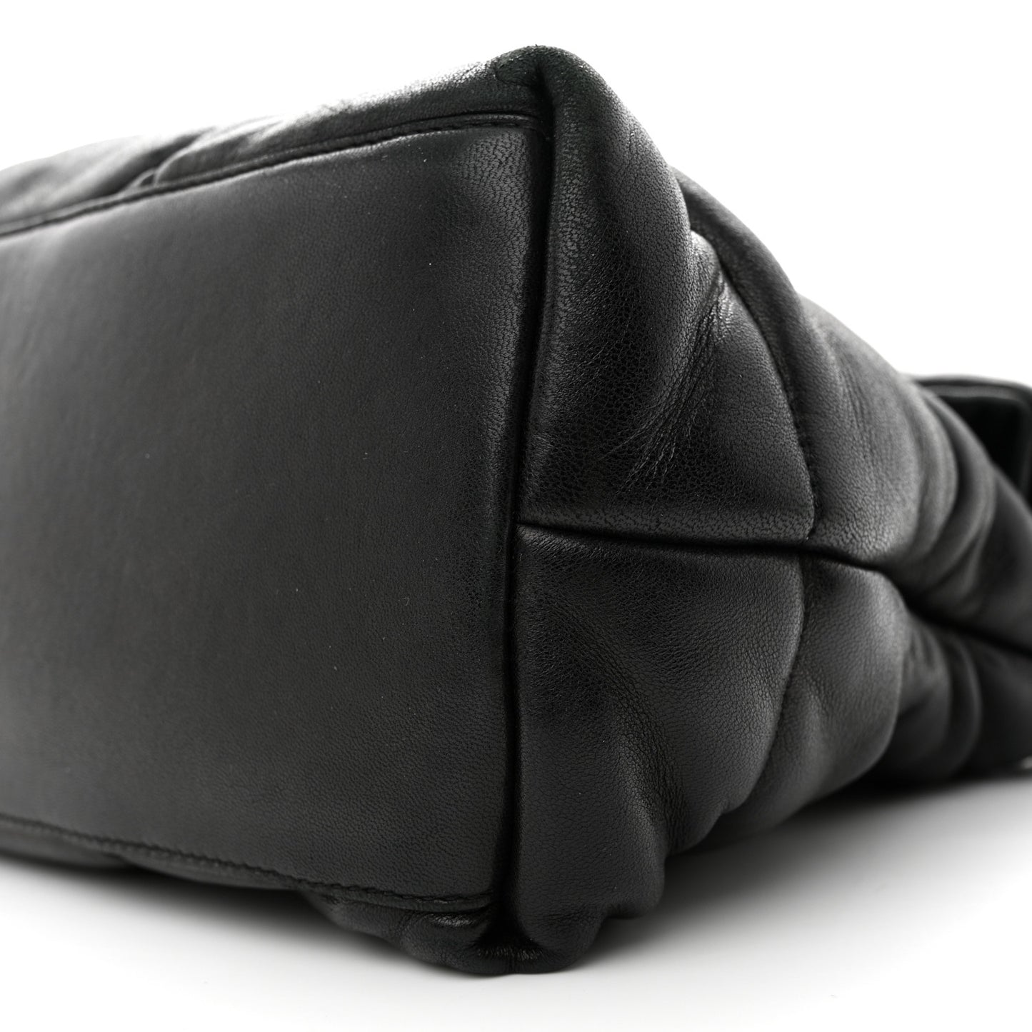 Lambskin Quilted Medium Loulou Puffer Monogram Chain Satchel Black