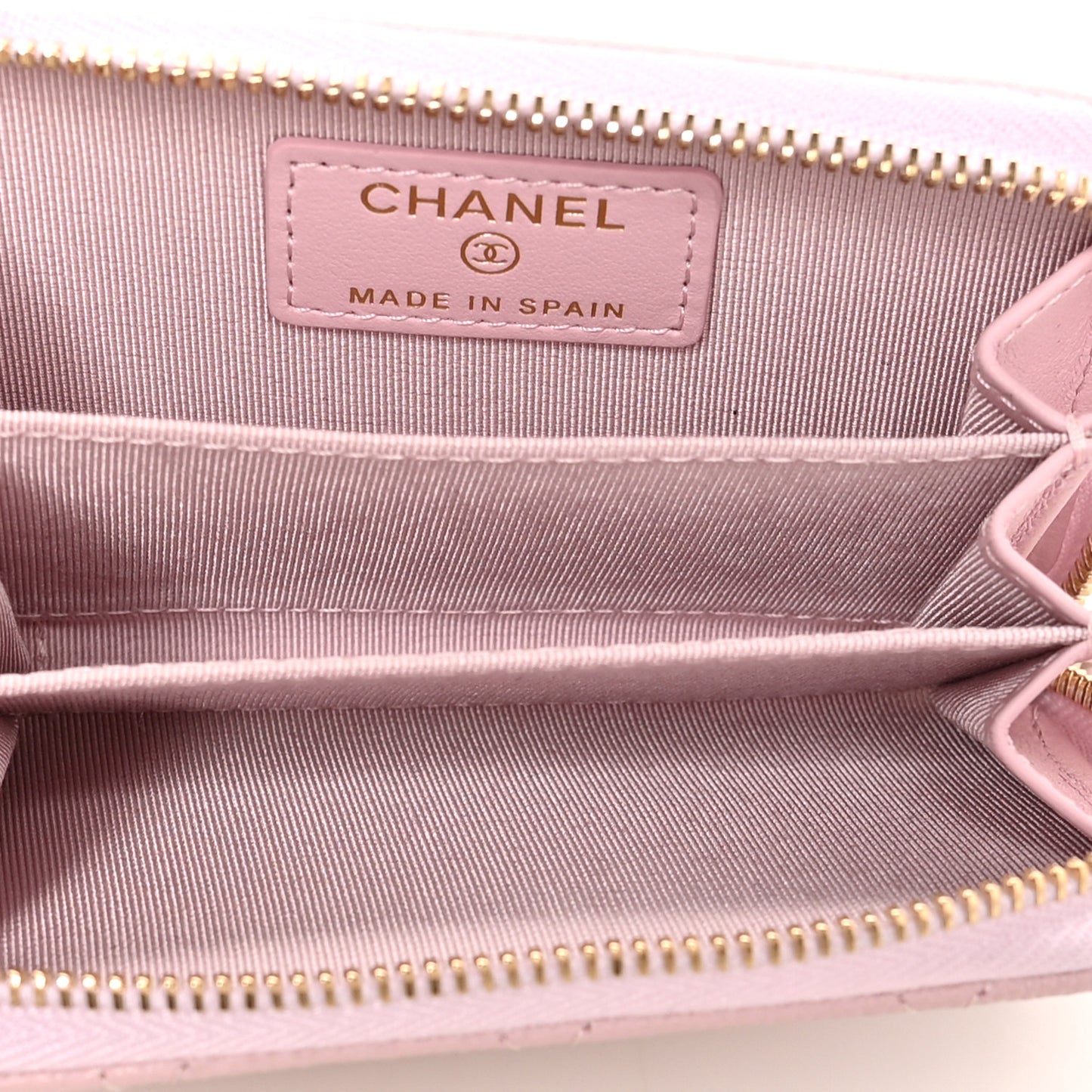 Caviar Quilted Zip Coin Purse Light Pink