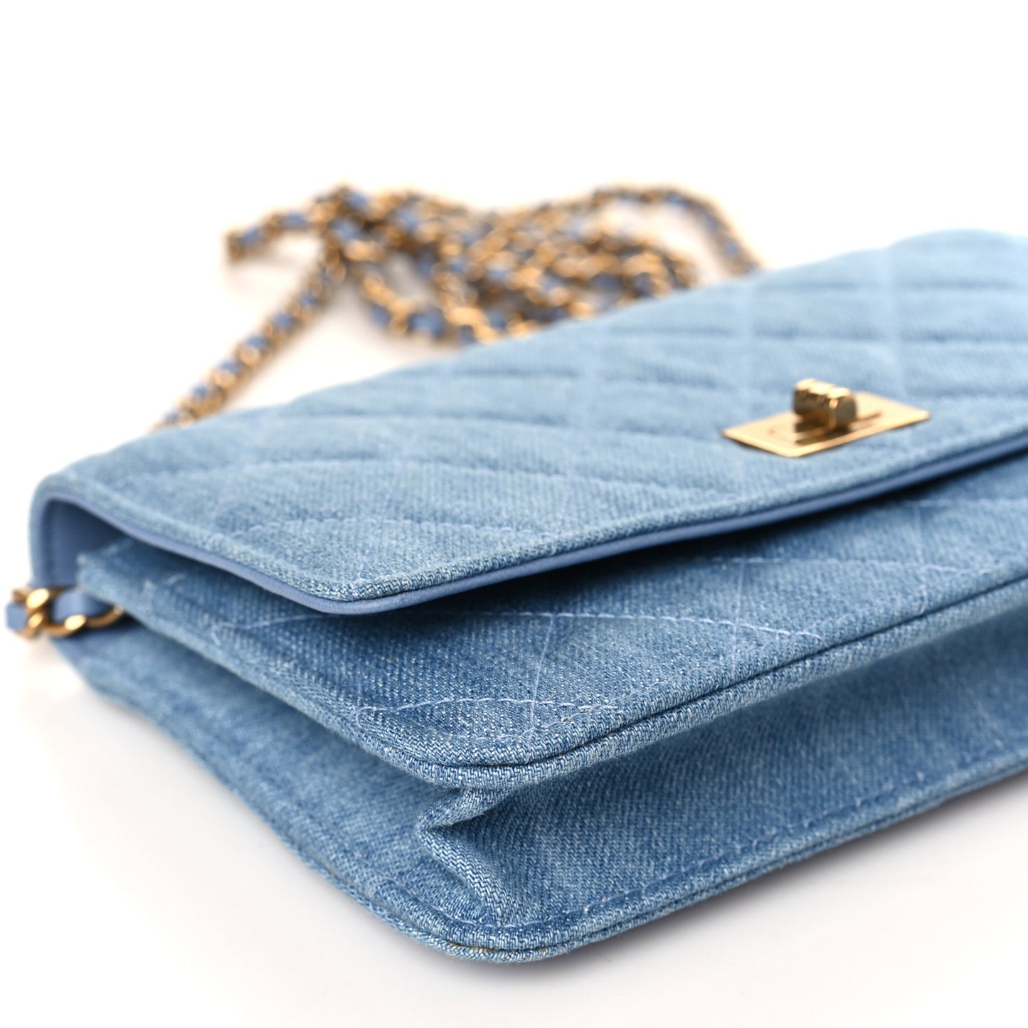 Denim Quilted Reissue Wallet On Chain WOC Blue