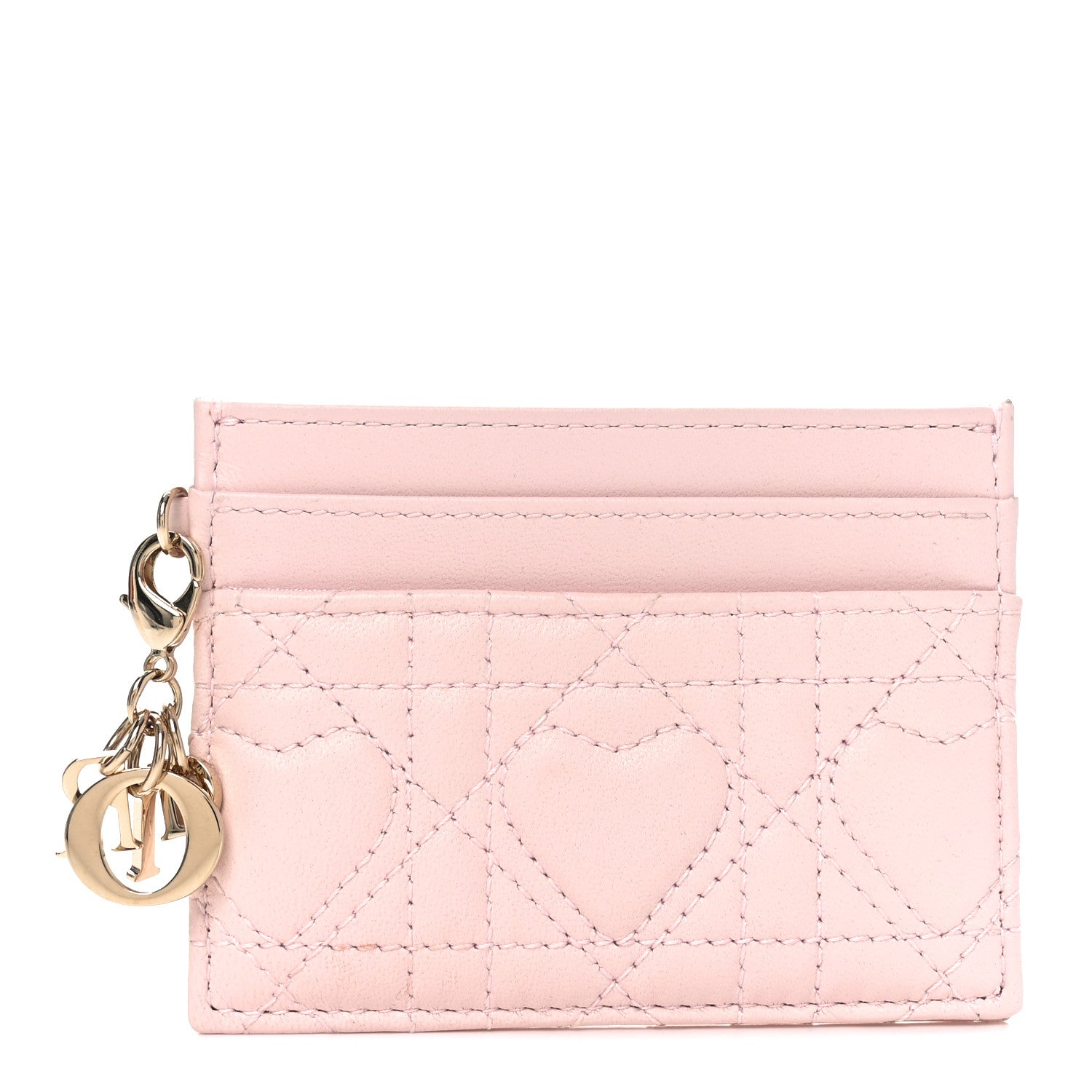 Christian Dior Lambskin Cannage DiorAmour Lady Dior Card Holder