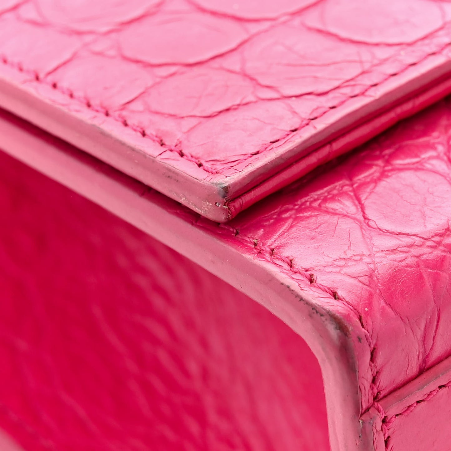 SAINT LAURENT Calfskin Crocodile Embossed Medium Classic Monogram Kate Tassel Satchel Fuchsia