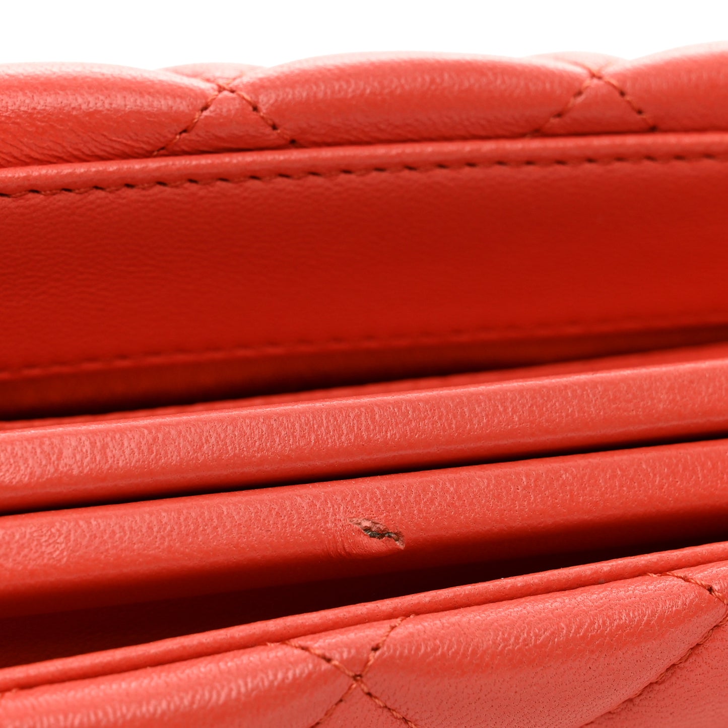 Lambskin Crystal Quilted Long Clutch Orange