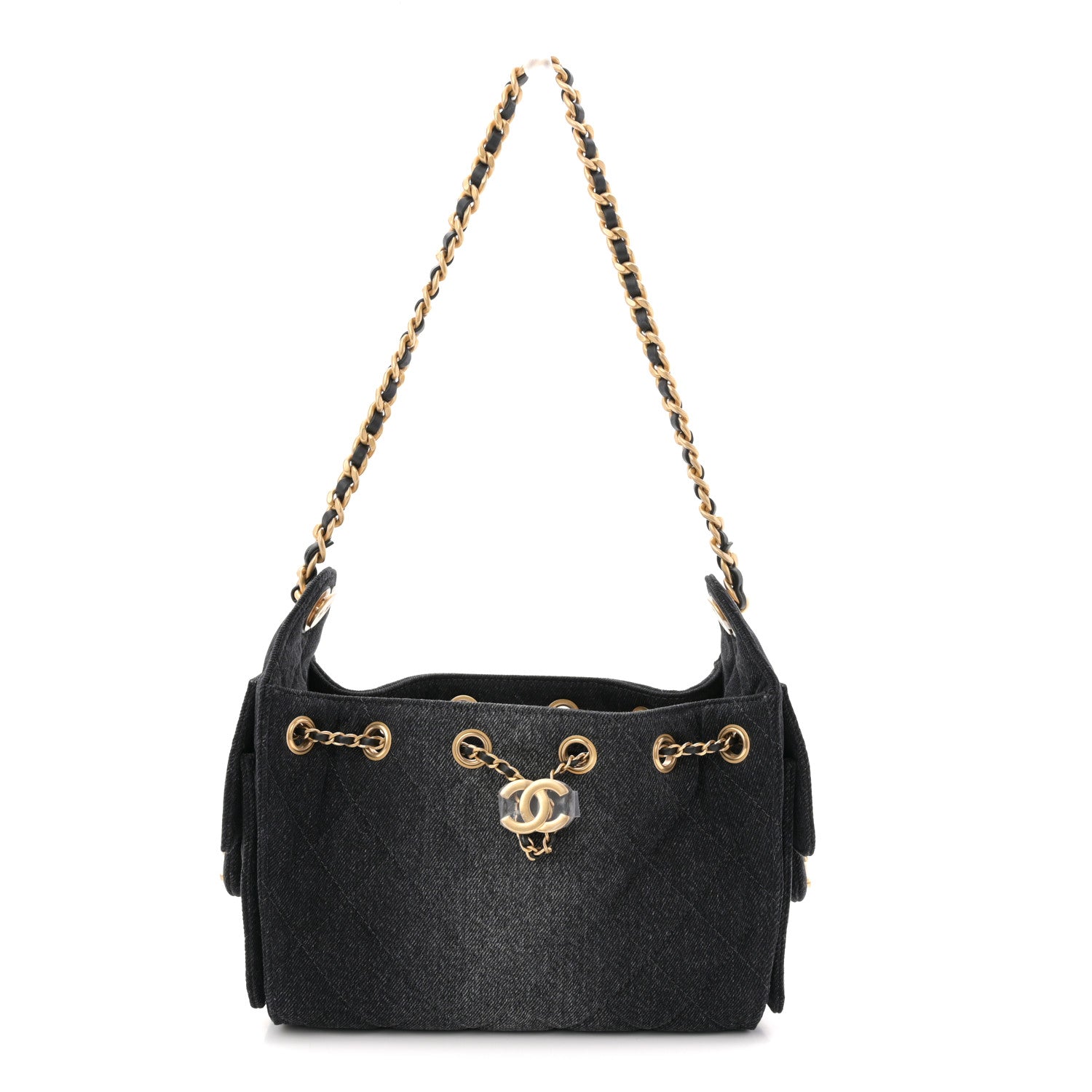 Chanel Washed Denim Quilted Mini Chanel 25 Handbag Black 1813397