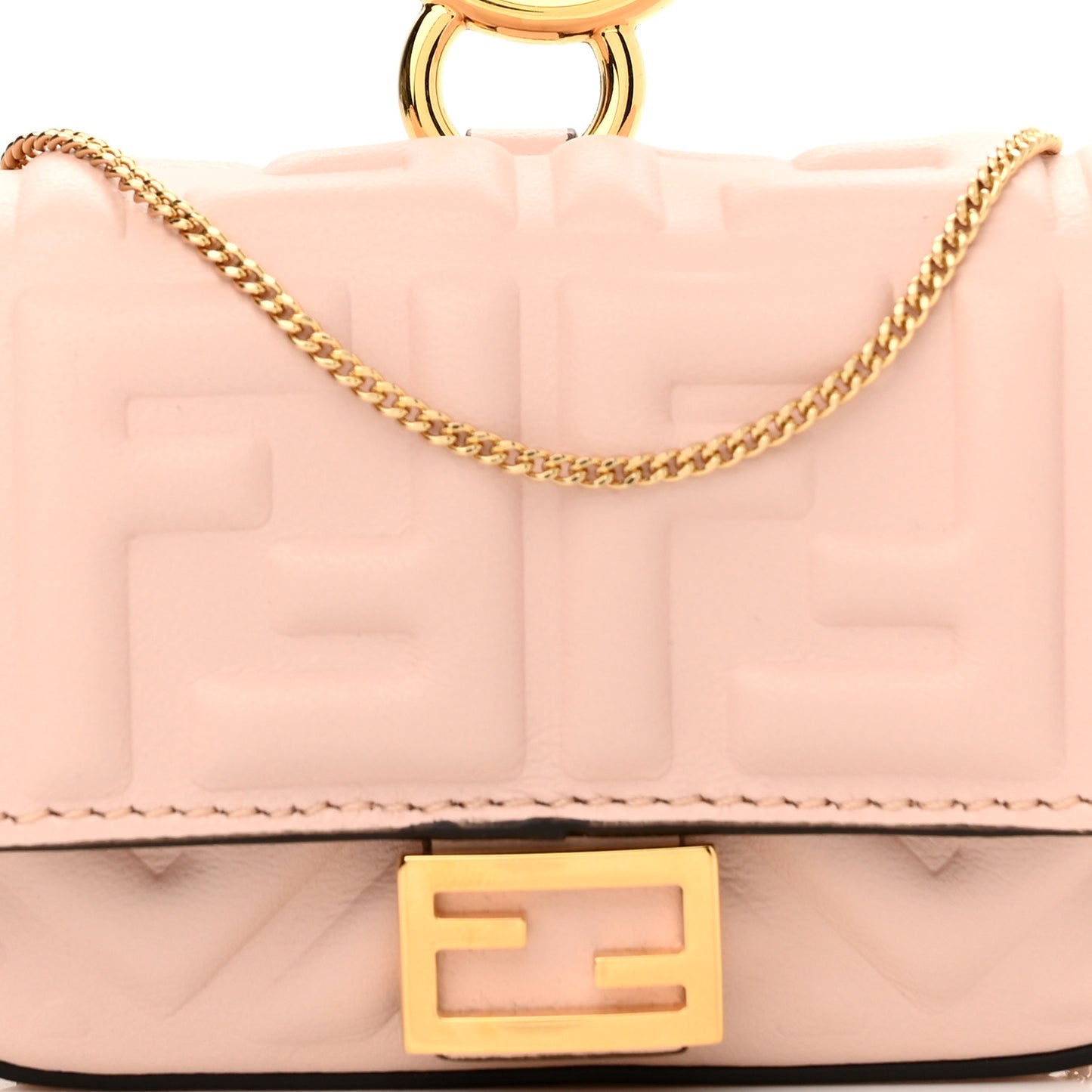Nappa Matisse FF Embossed Nano Baguette Charm Rosa Quarzo