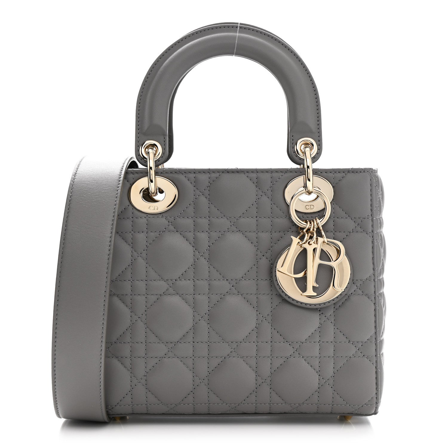 Christian Dior レディディオール　ケース　グレー Christian Dior Lambskin Cannage Small My ABCDior Lady Dior Grey