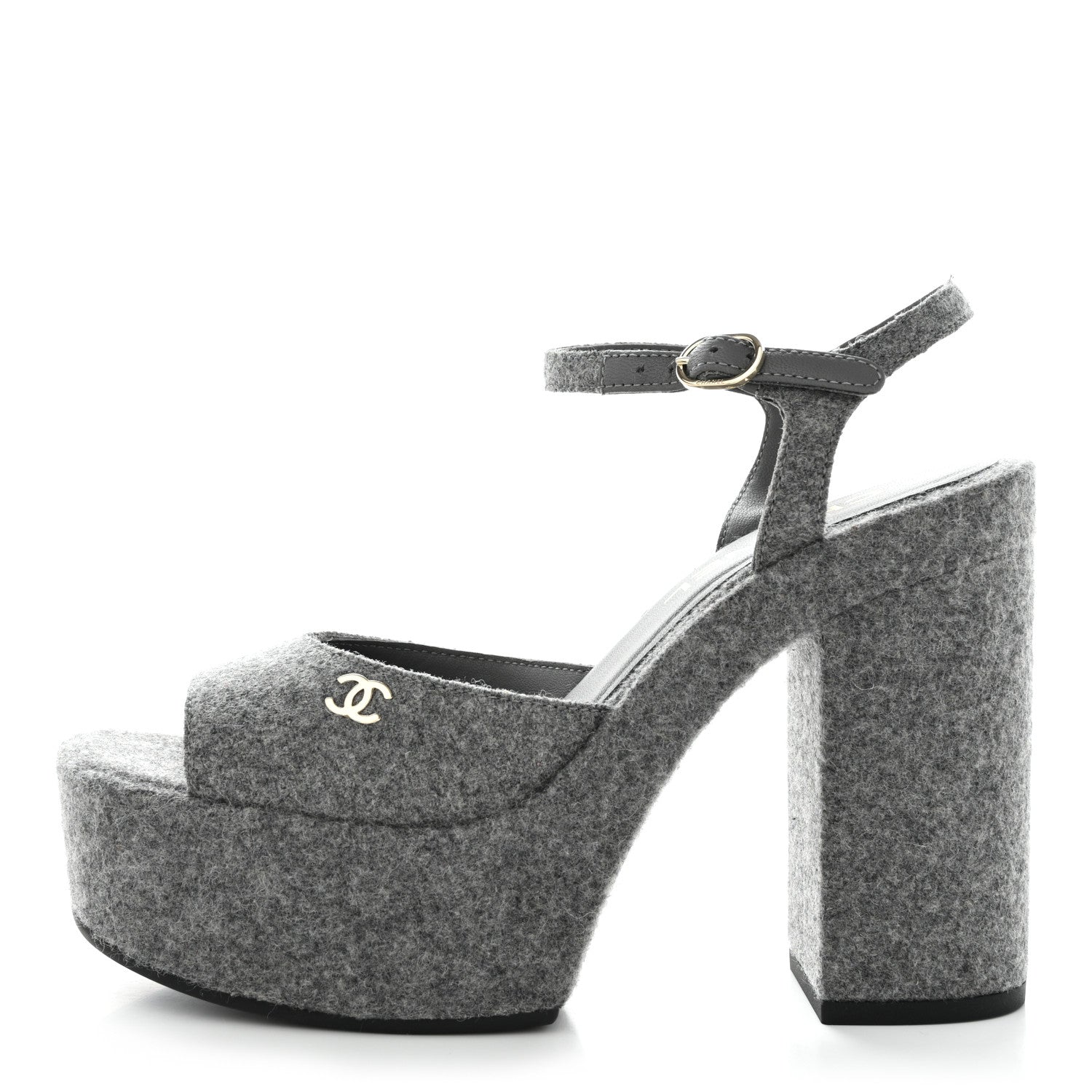 Chanel Wool CC Platform Sandals 38 Grey 1493434 – FASHIONPHILE