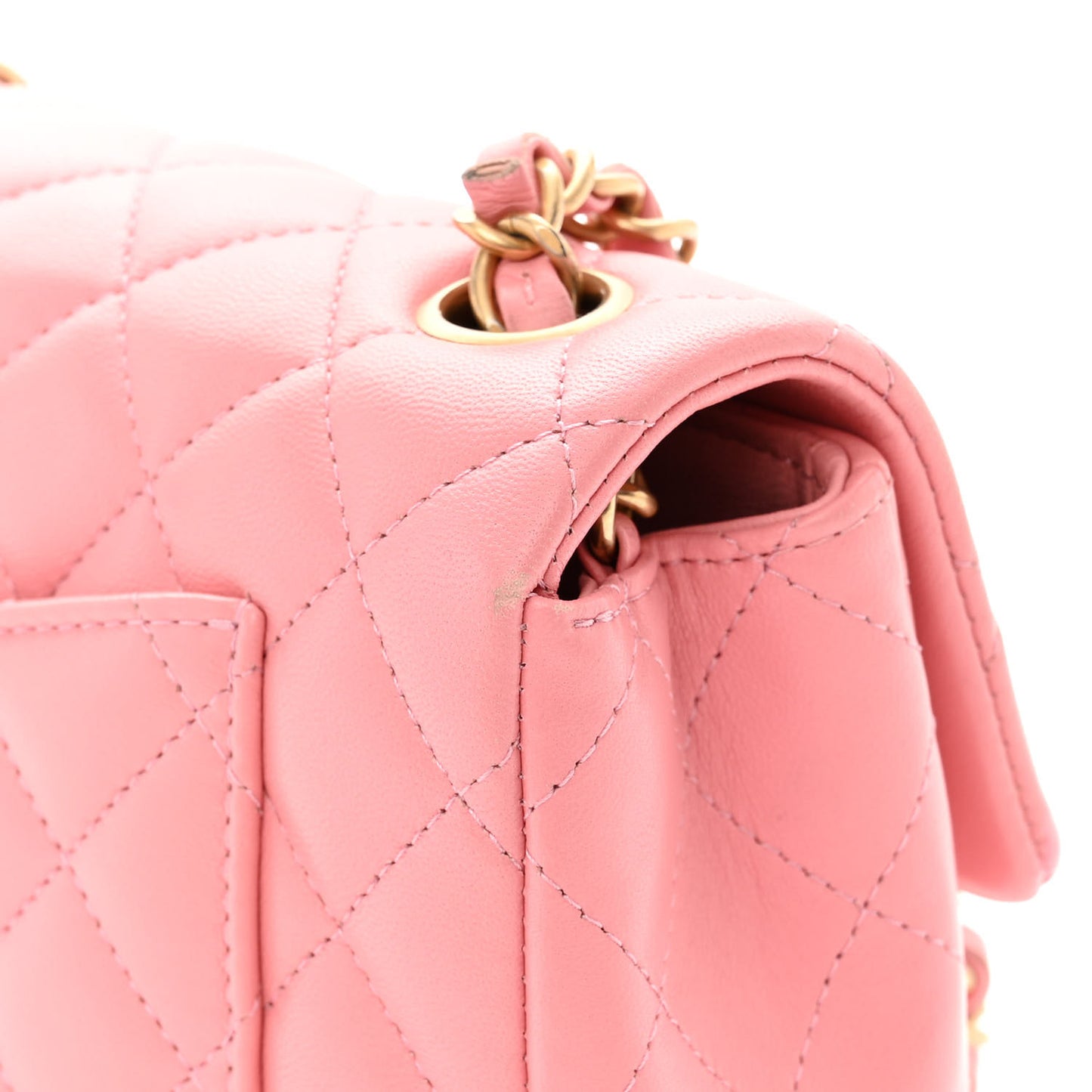 Lambskin Quilted Mini Rectangular Flap Pink